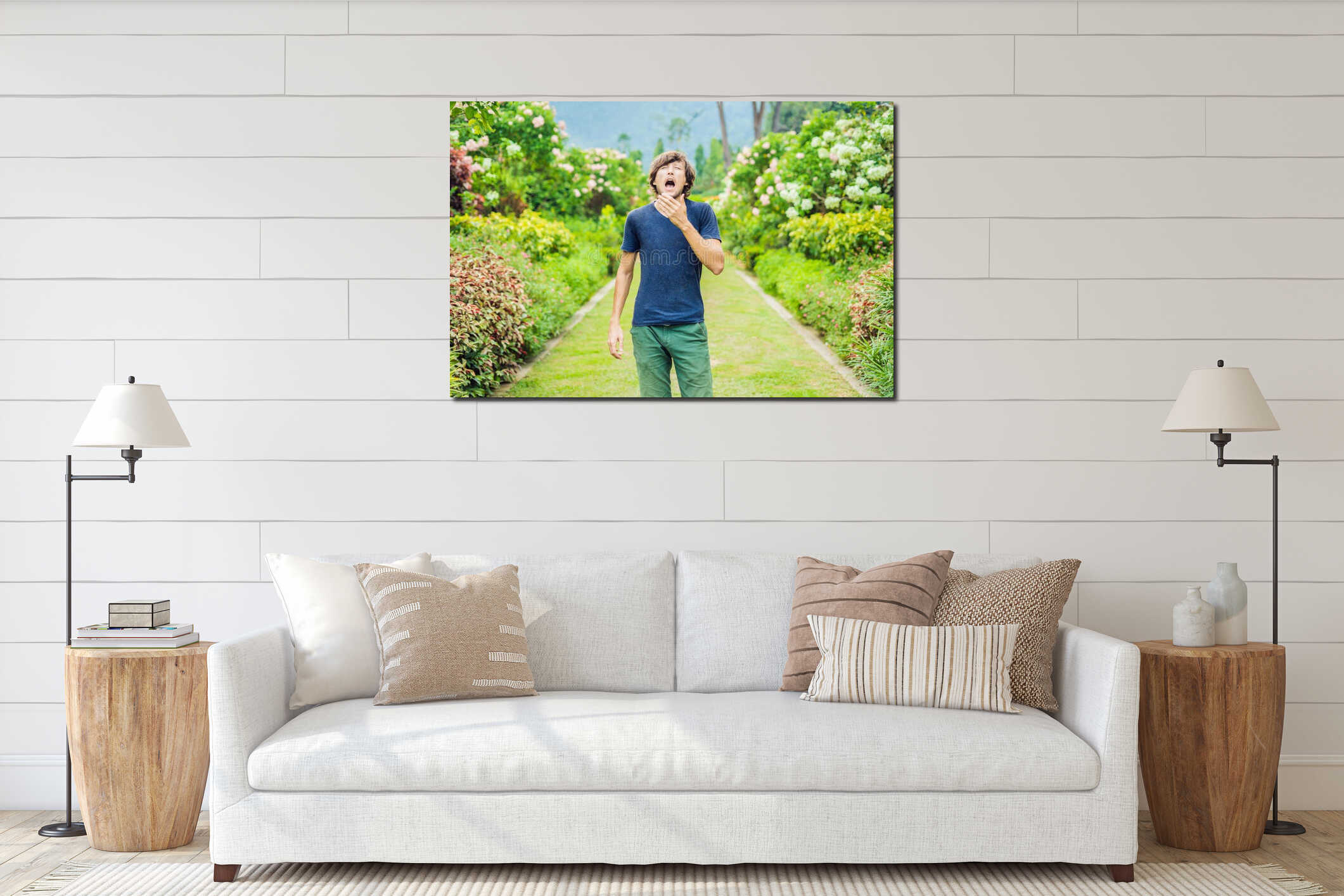 Canvas hanging interior mockup