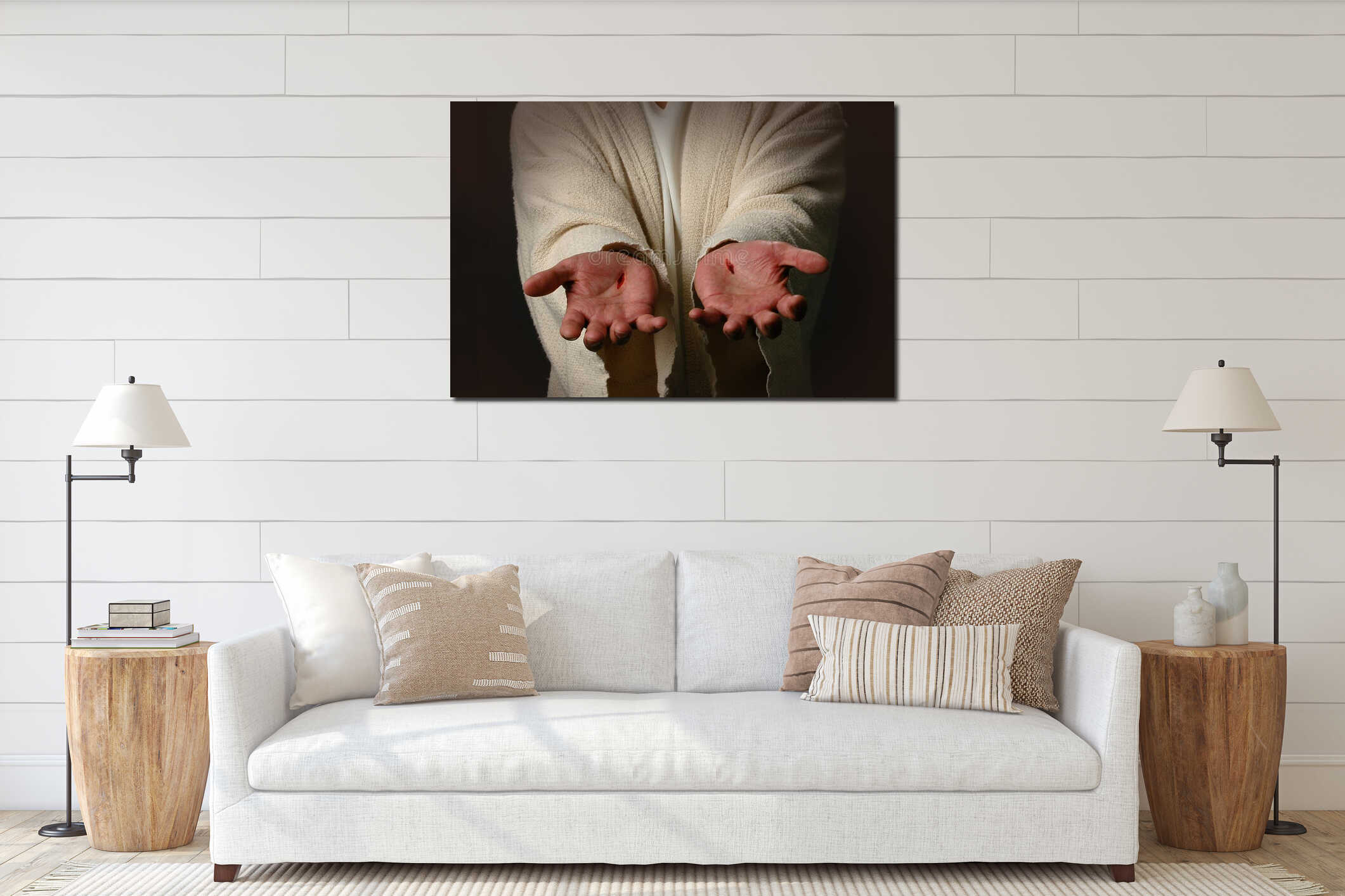Canvas hanging interior mockup