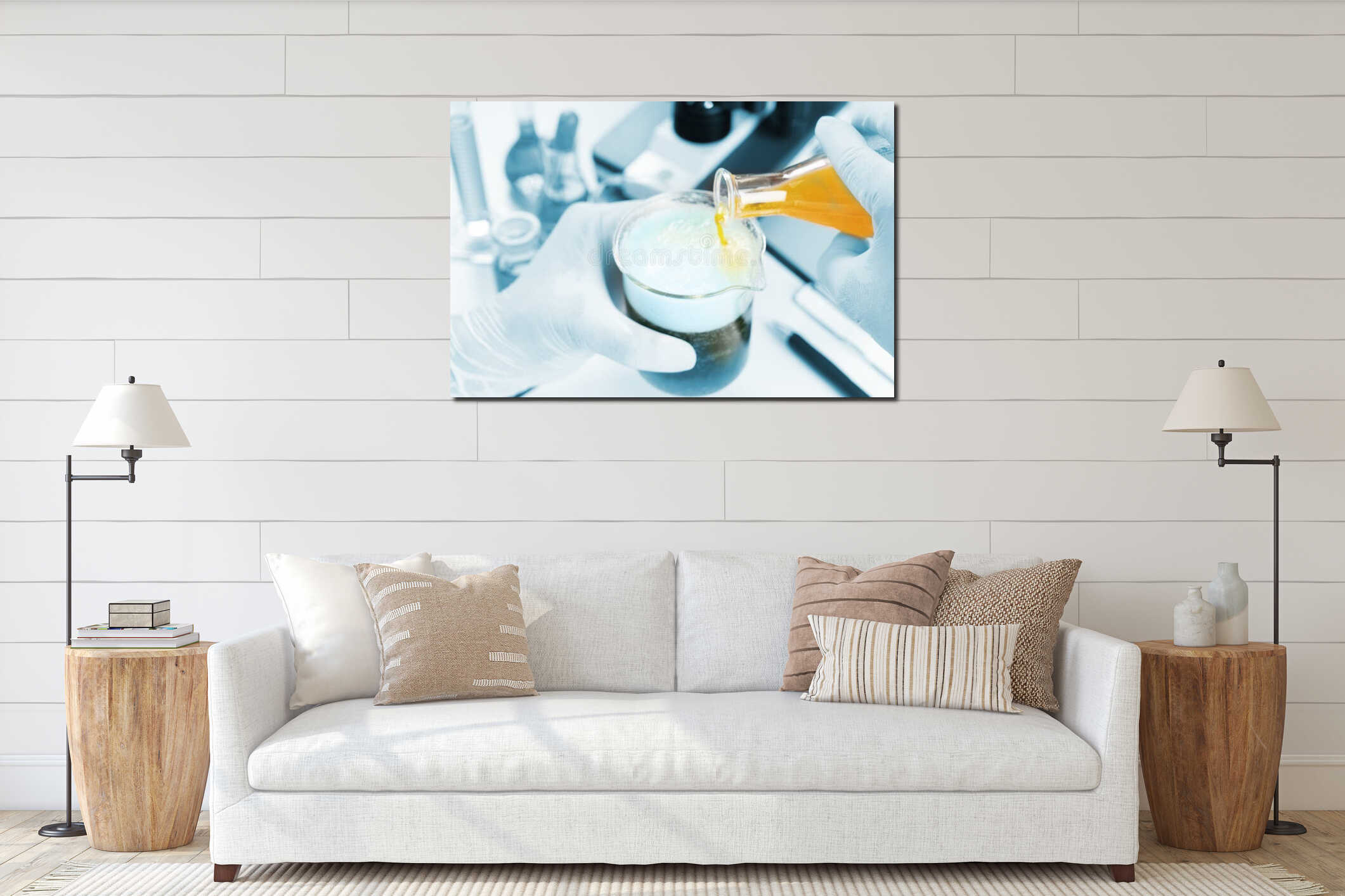 Canvas hanging interior mockup