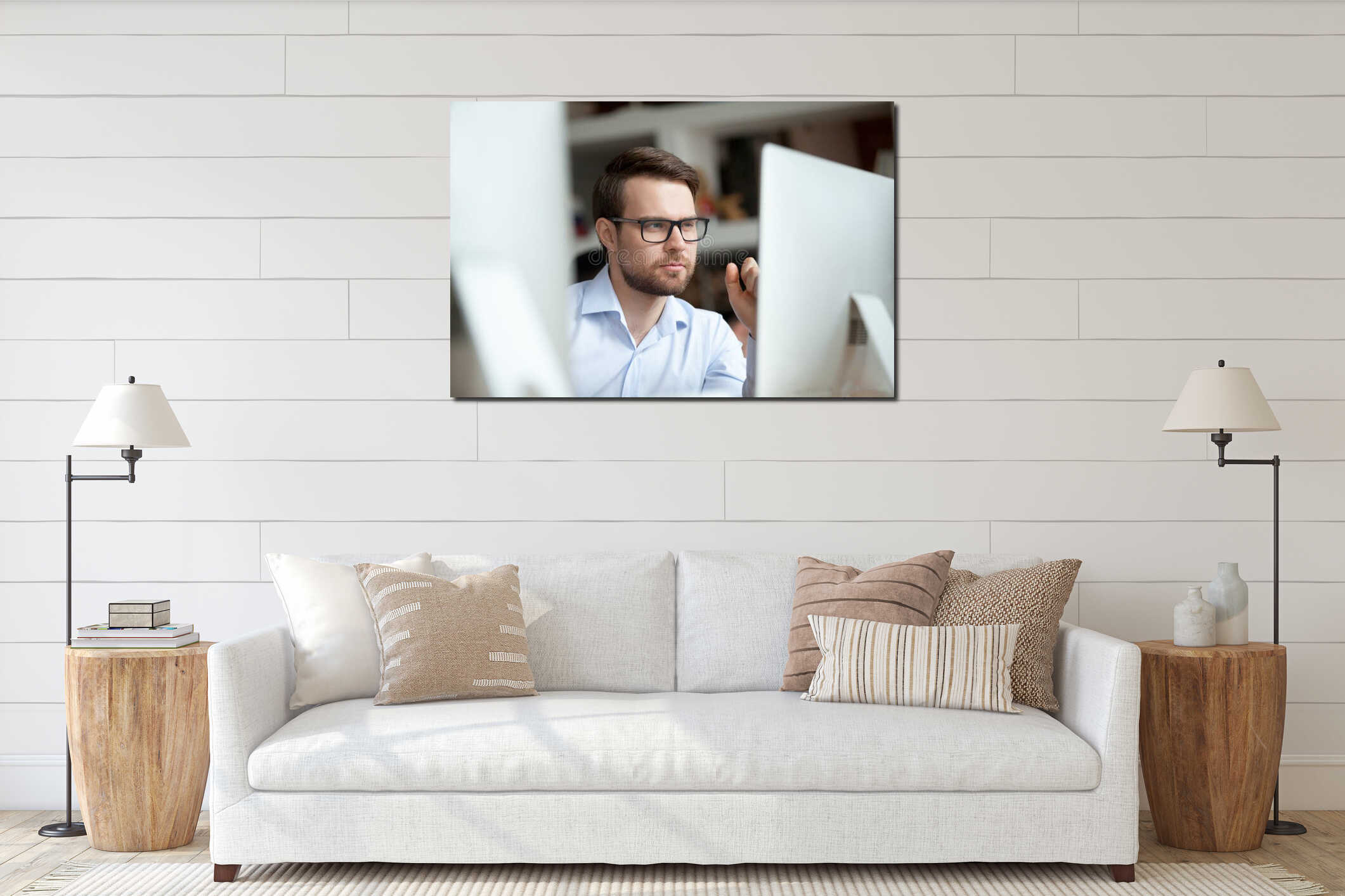 Canvas hanging interior mockup