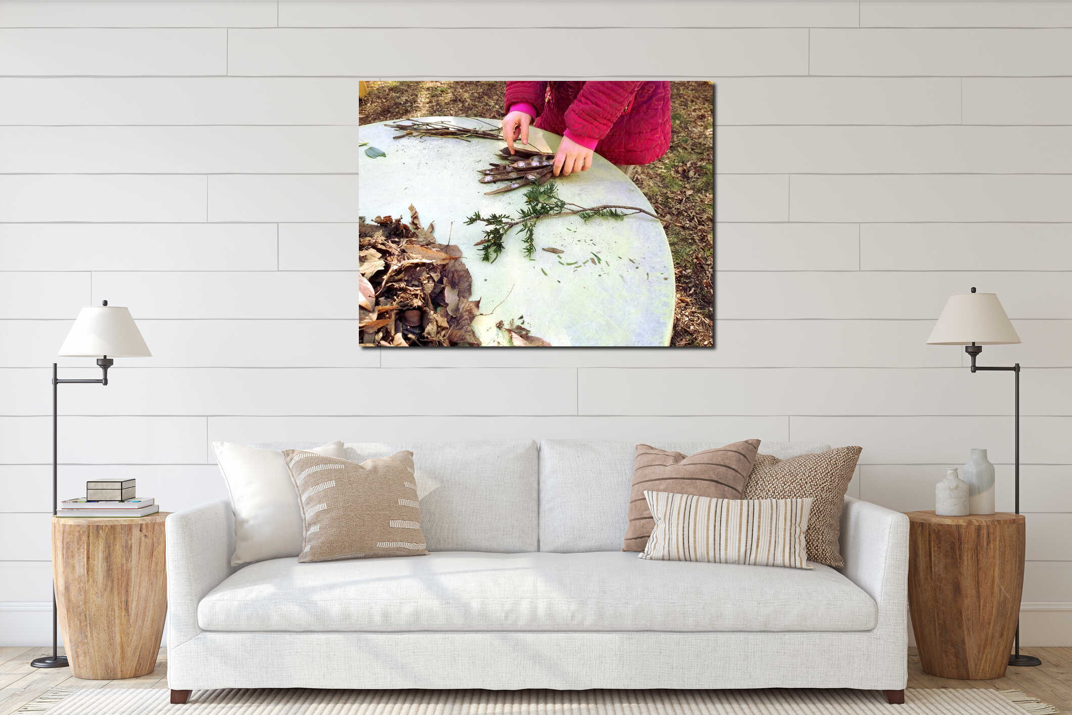 Canvas hanging interior mockup