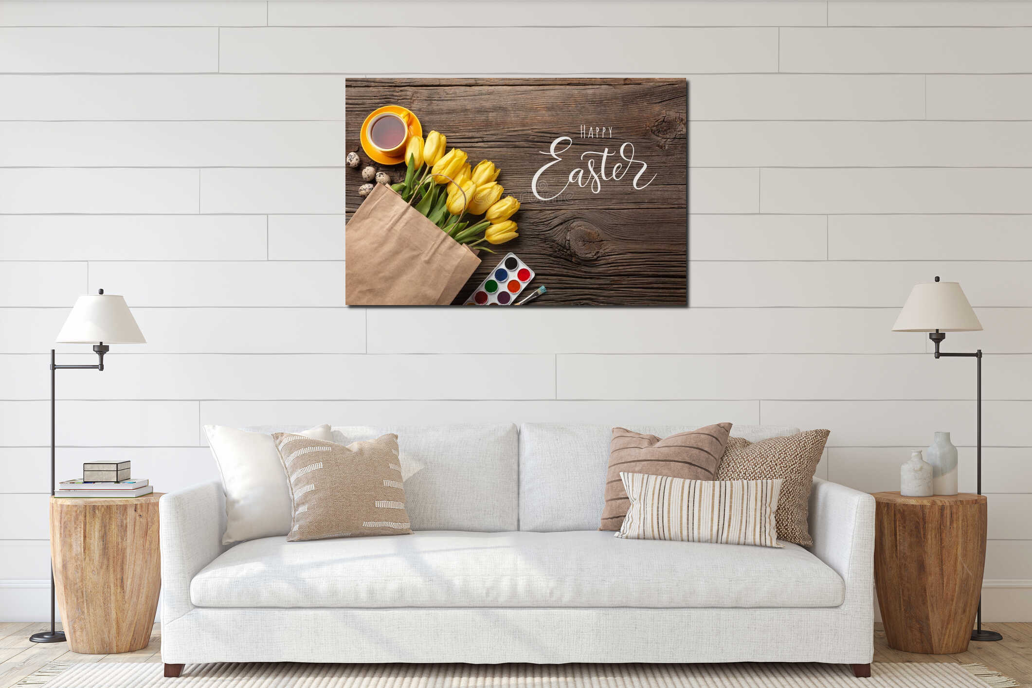 Canvas hanging interior mockup