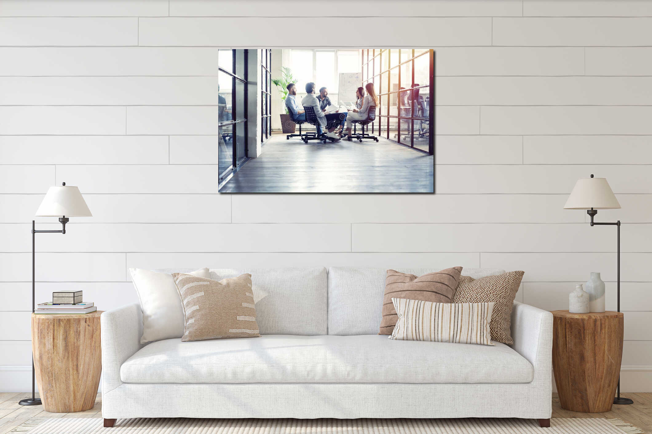 Canvas hanging interior mockup