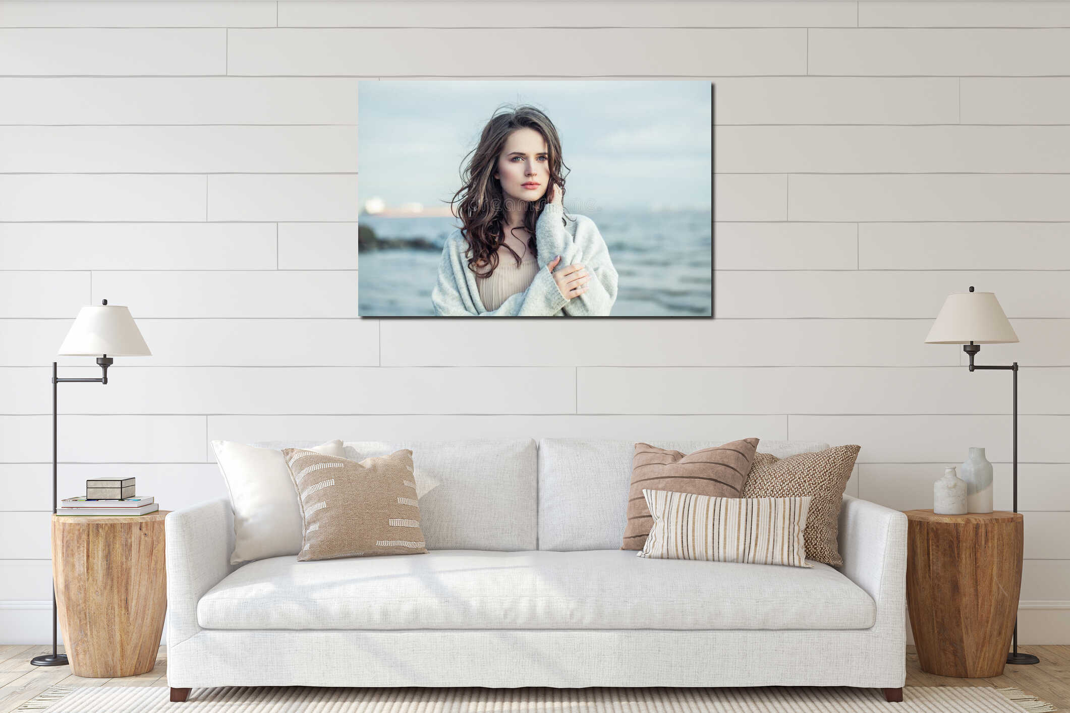 Canvas hanging interior mockup