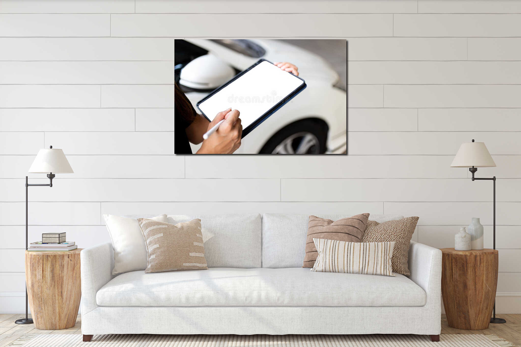 Canvas hanging interior mockup