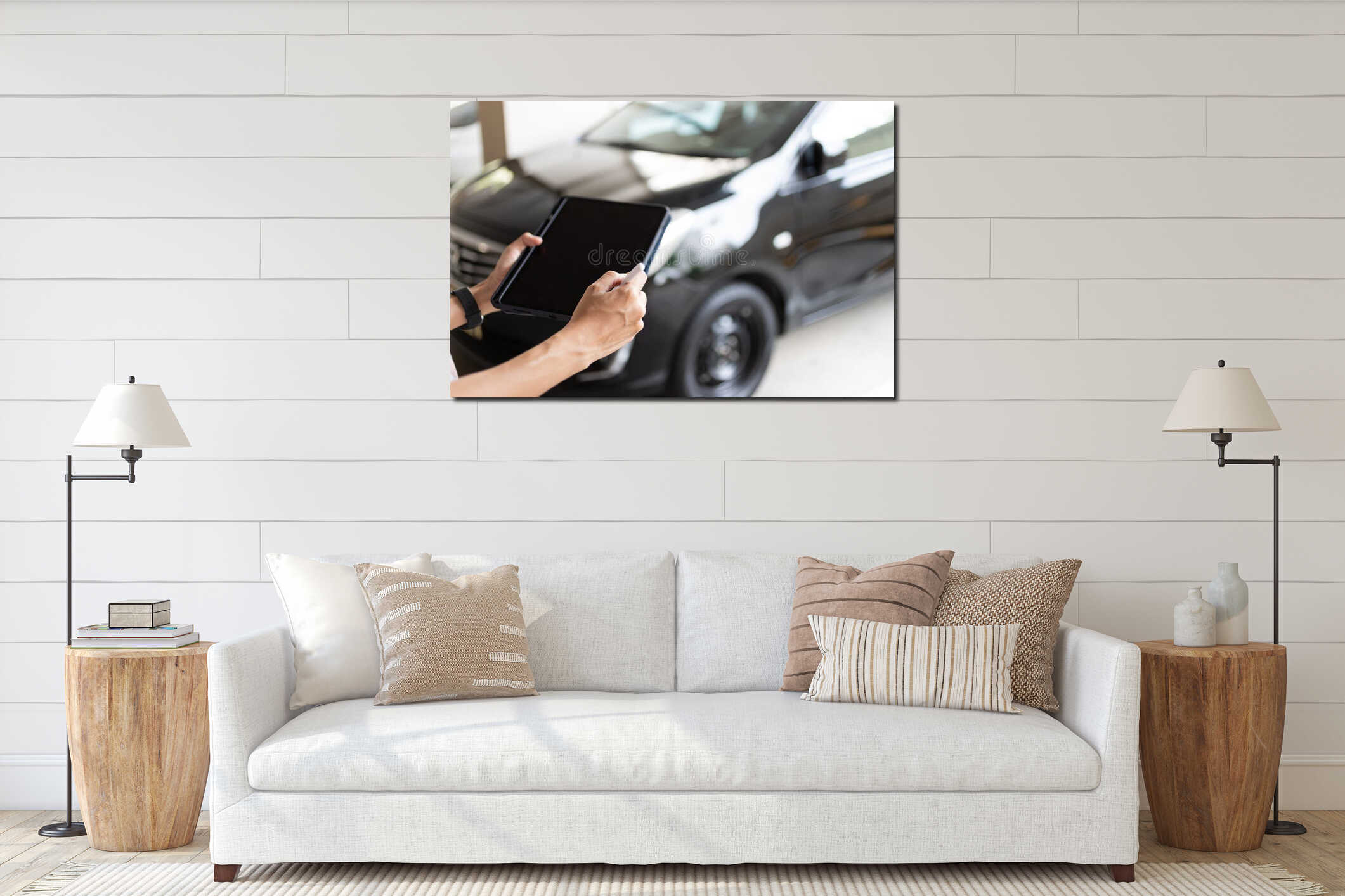 Canvas hanging interior mockup