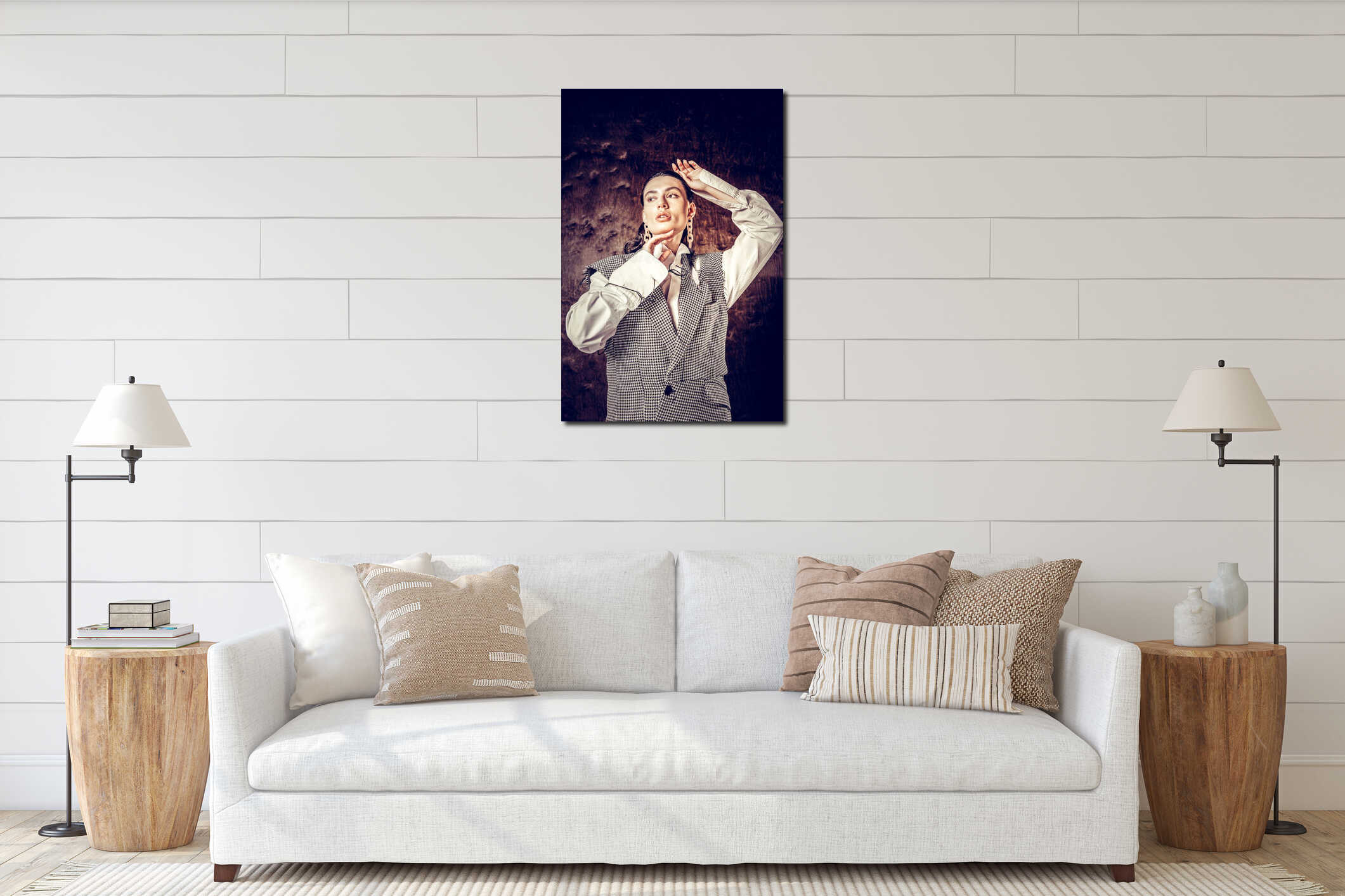 Canvas hanging interior mockup