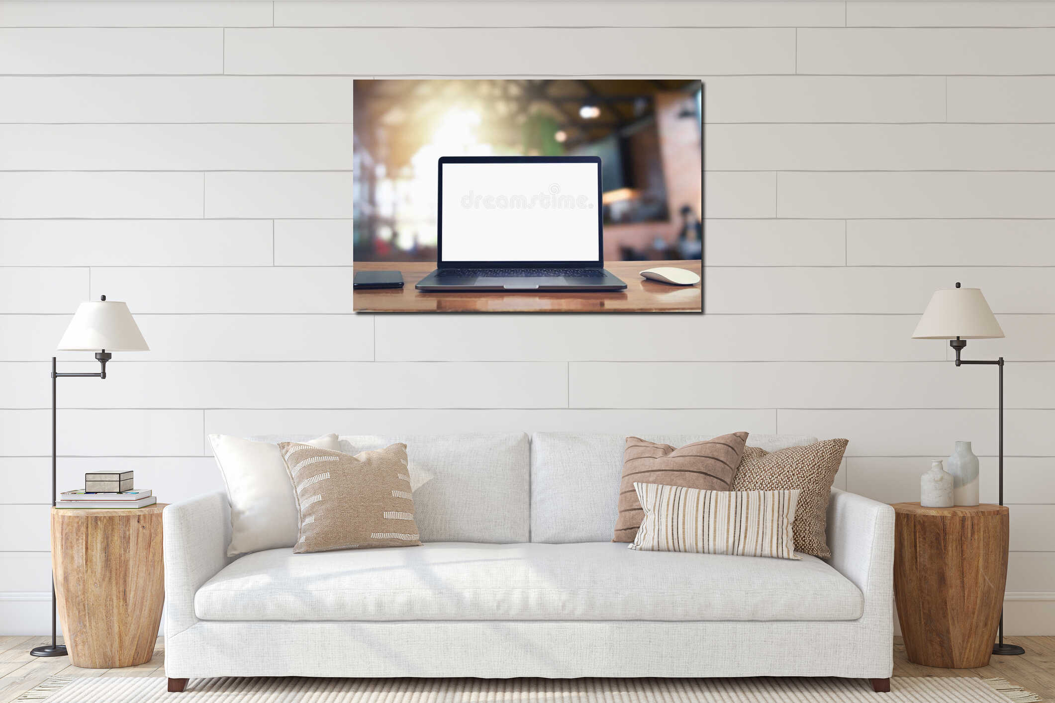 Canvas hanging interior mockup