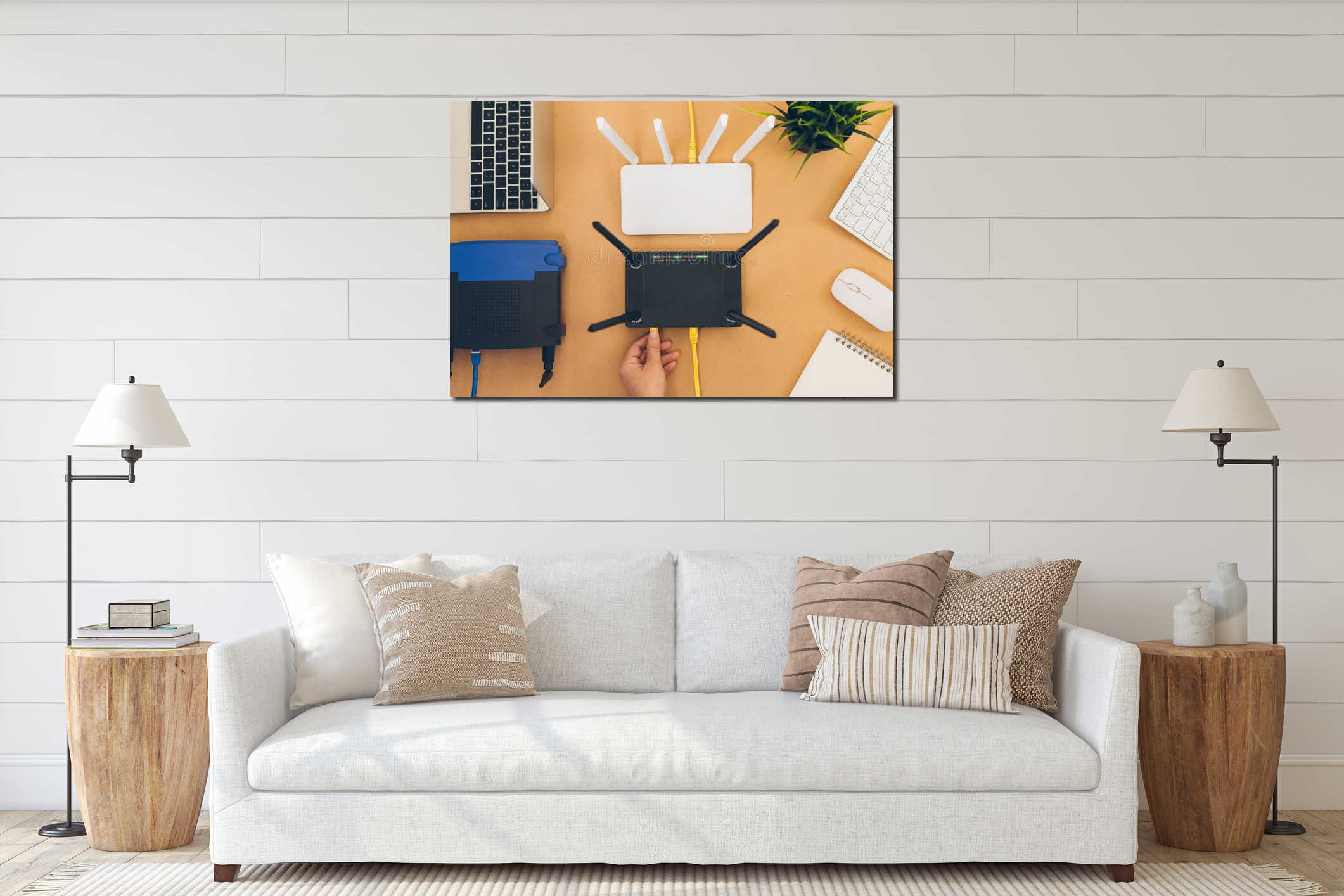 Canvas hanging interior mockup