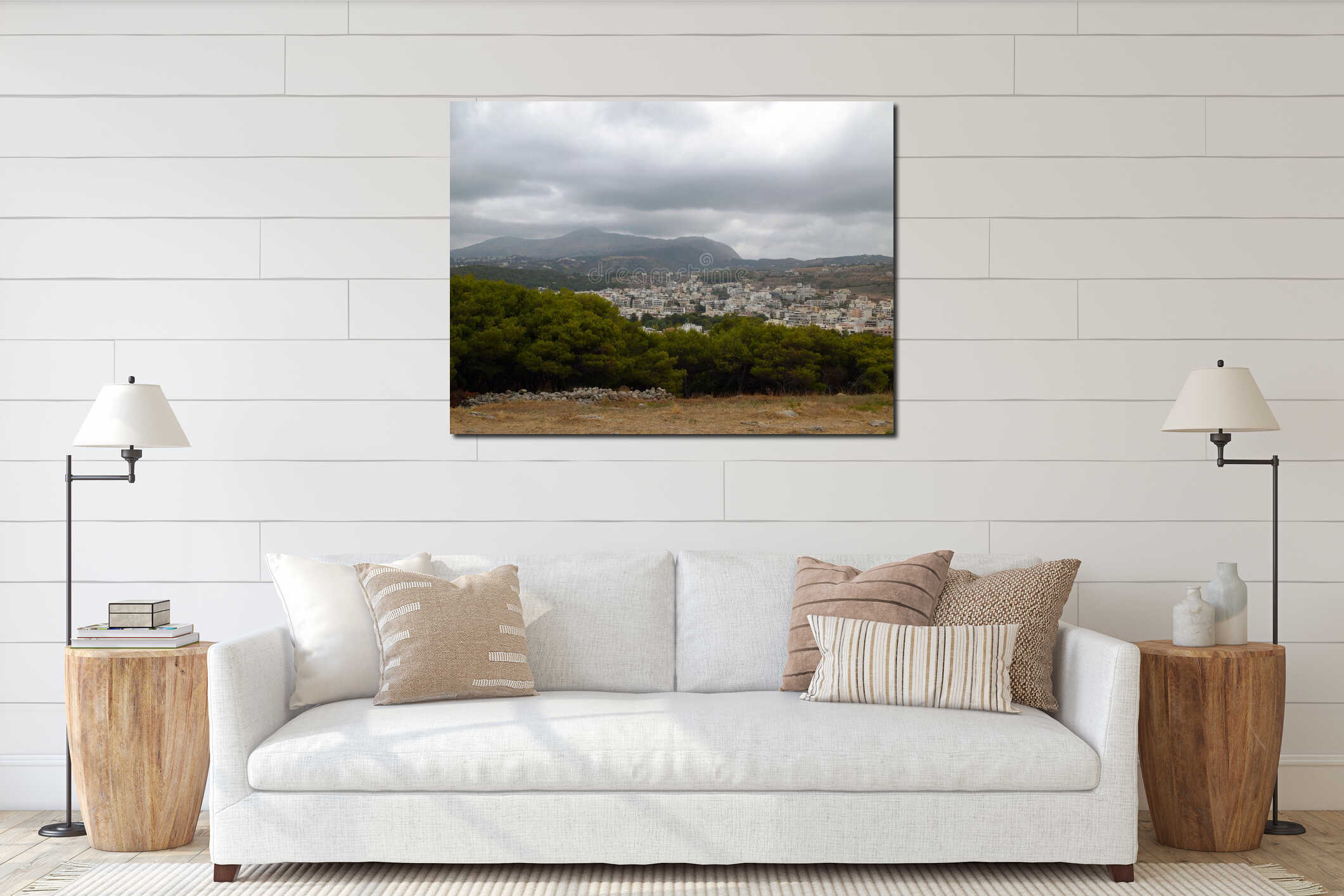 Canvas hanging interior mockup