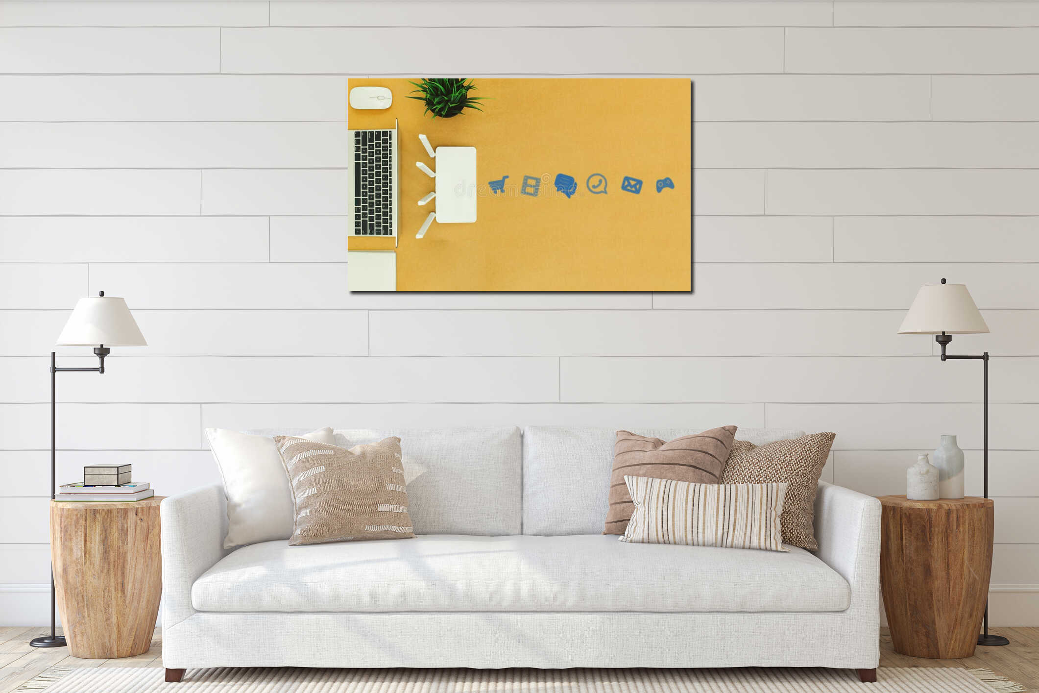Canvas hanging interior mockup