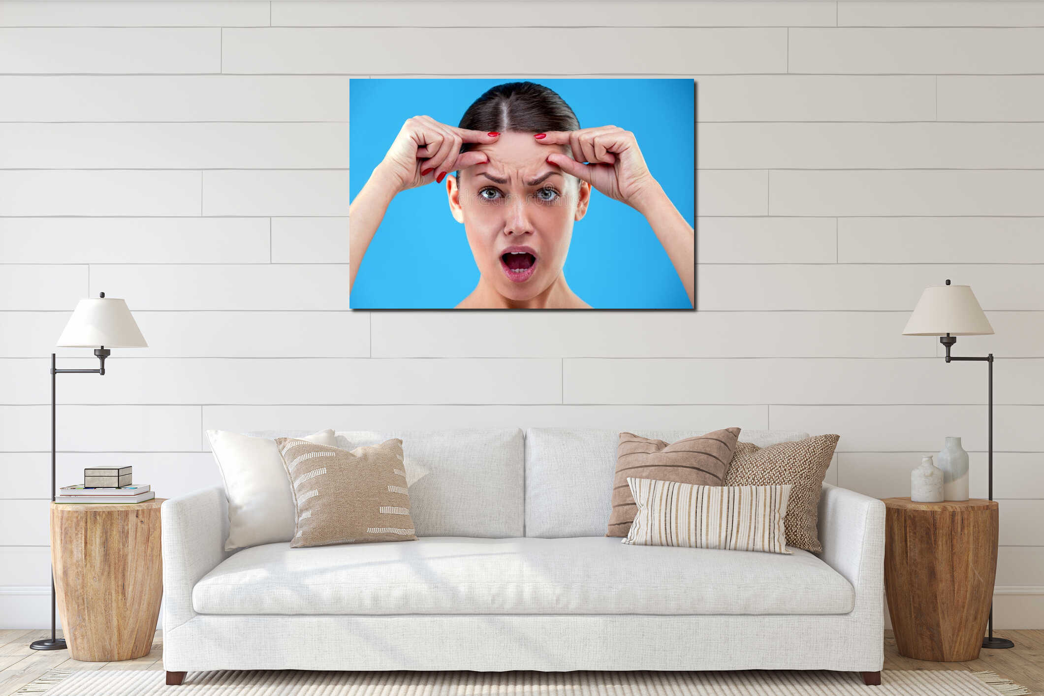 Canvas hanging interior mockup