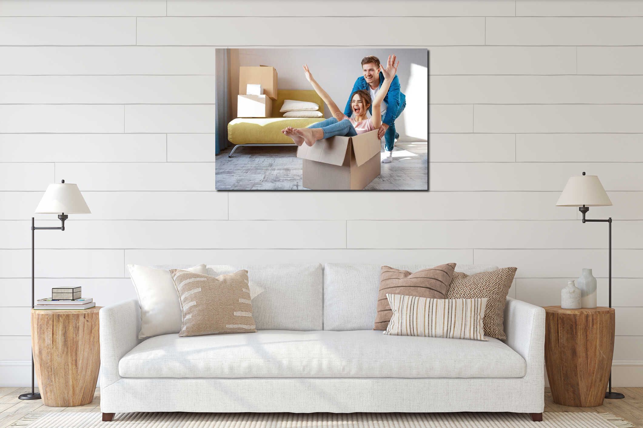 Canvas hanging interior mockup