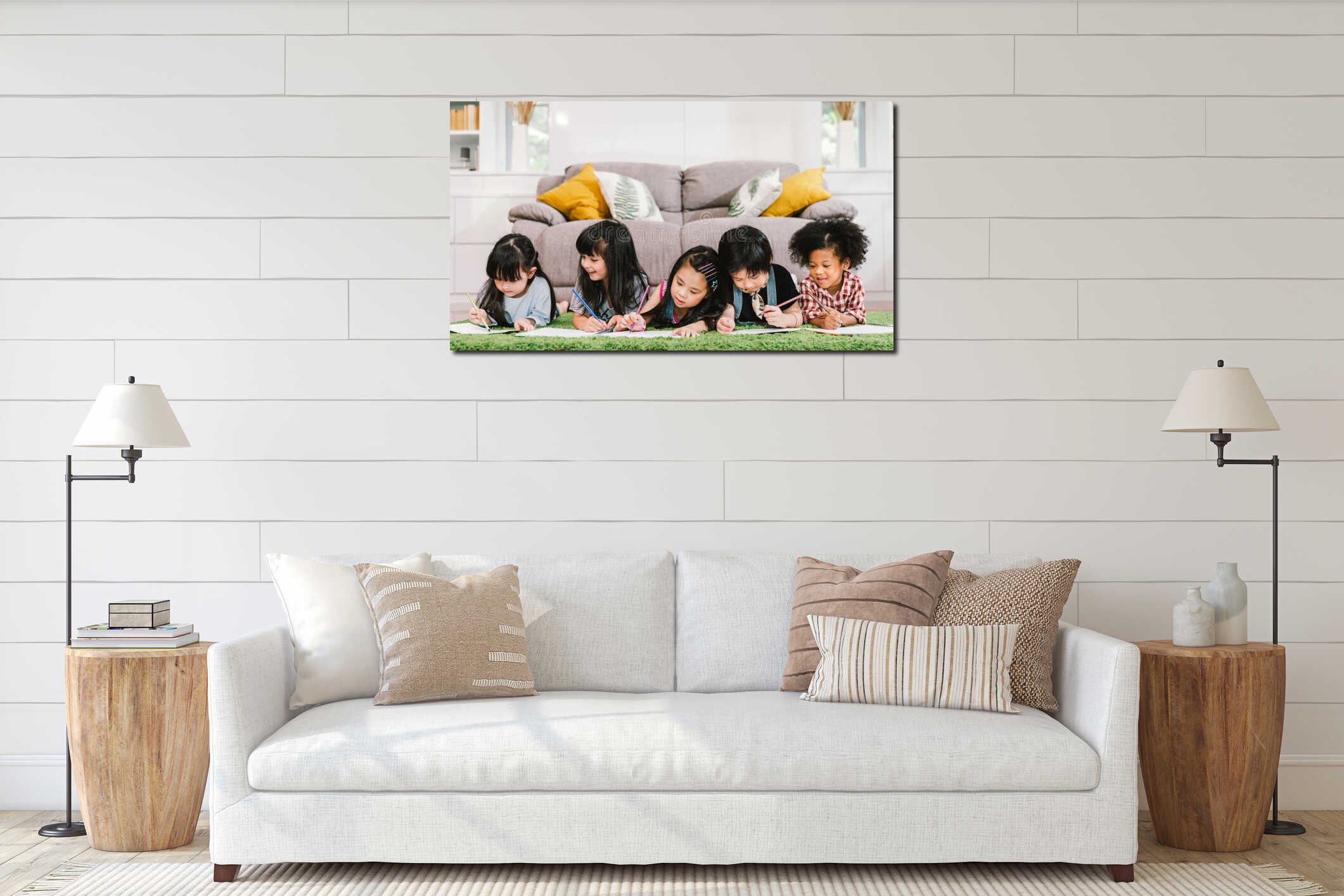 Canvas hanging interior mockup