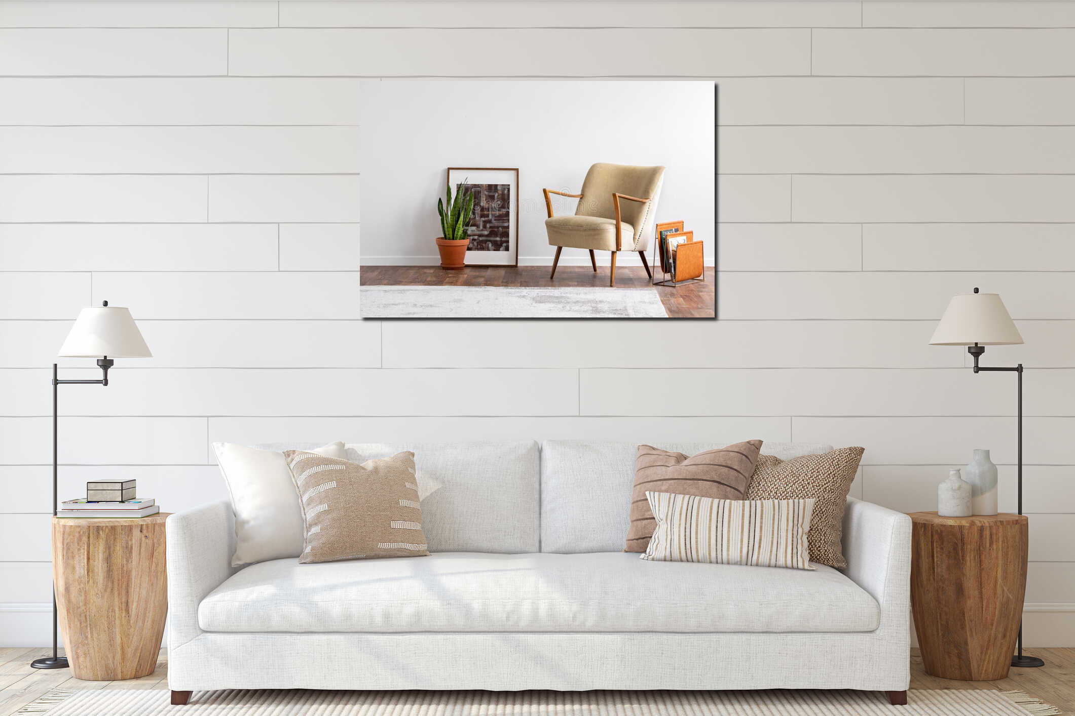Canvas hanging interior mockup