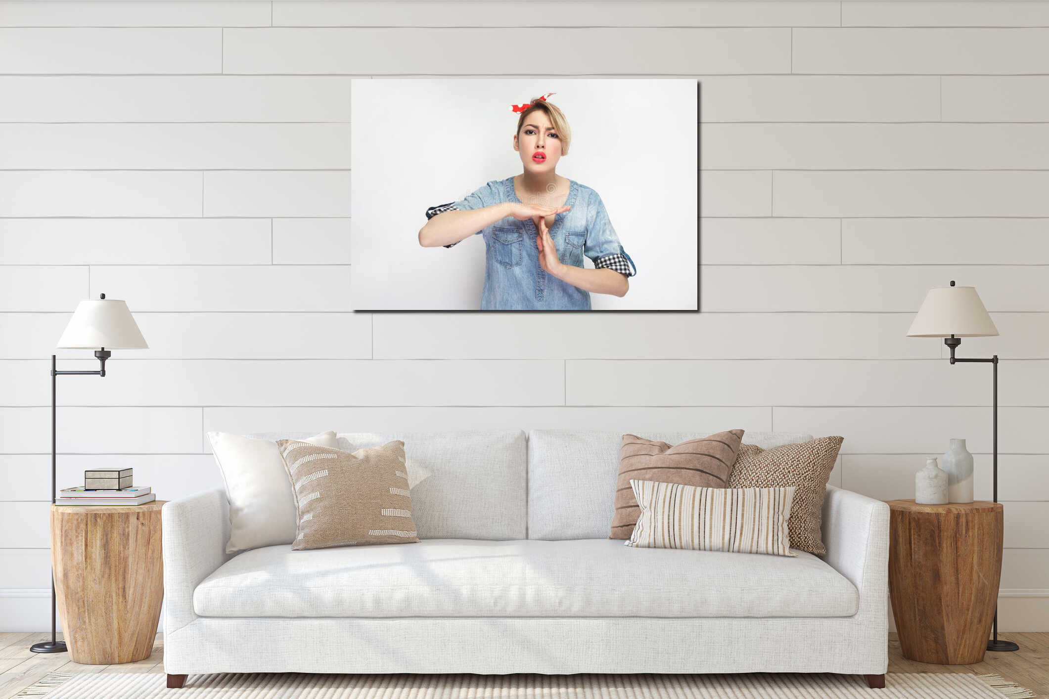 Canvas hanging interior mockup