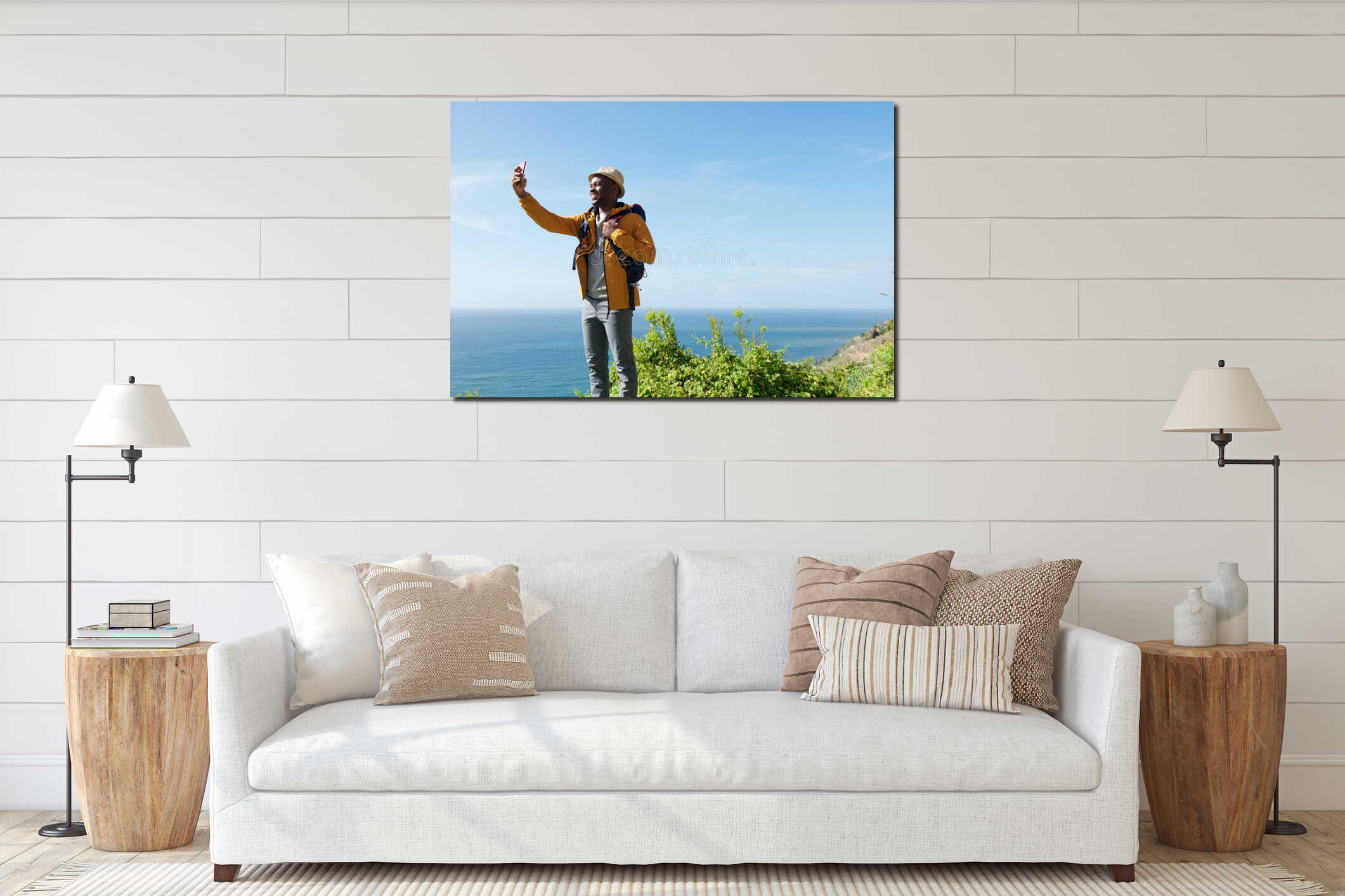 Canvas hanging interior mockup