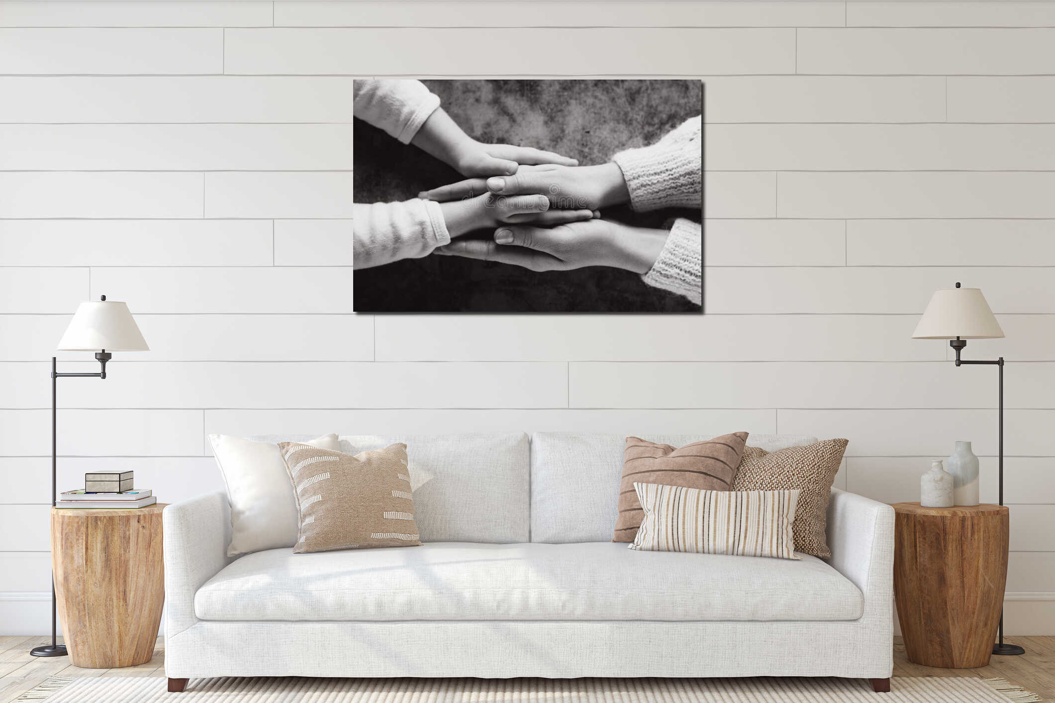 Canvas hanging interior mockup