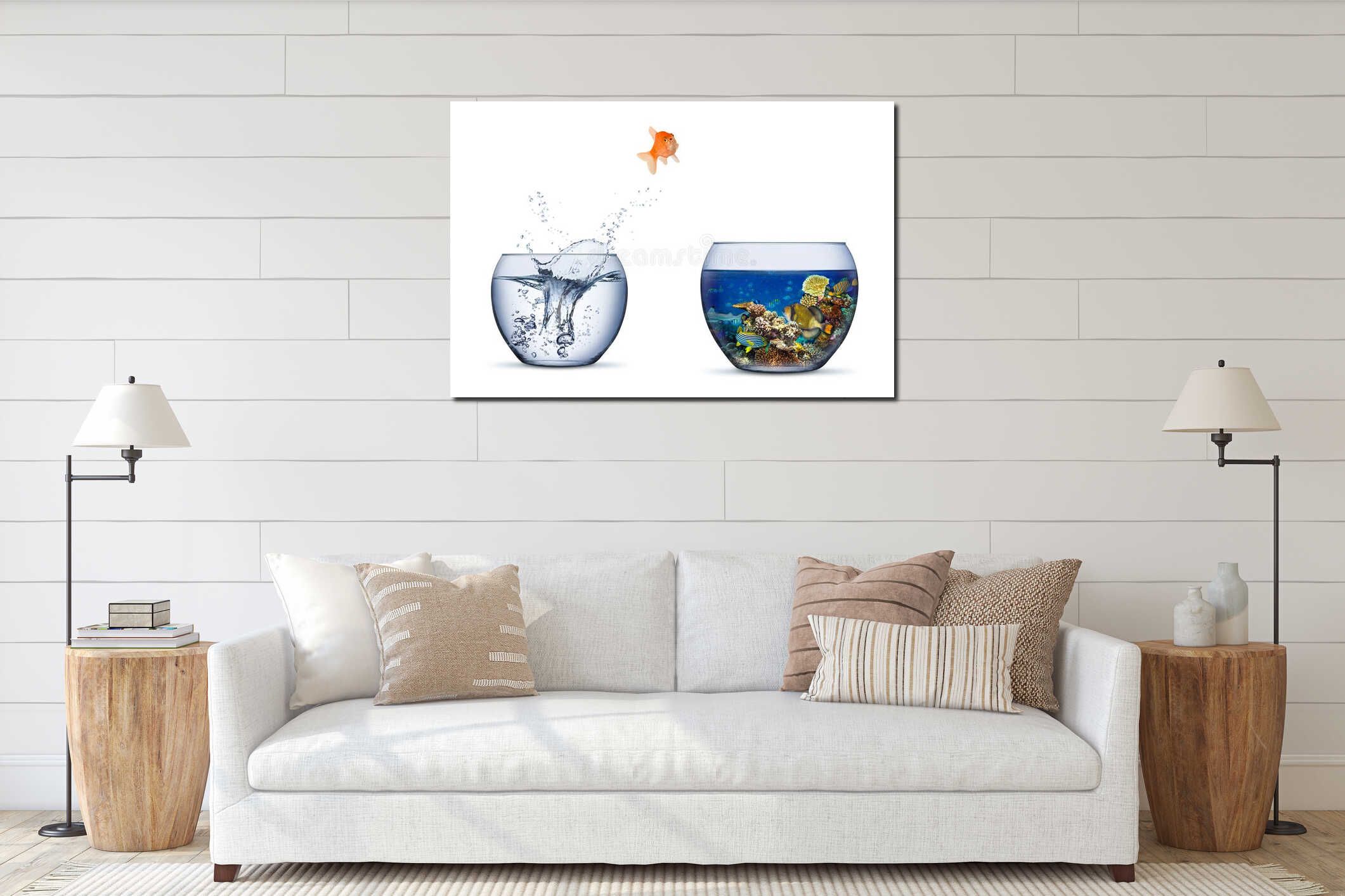 Canvas hanging interior mockup