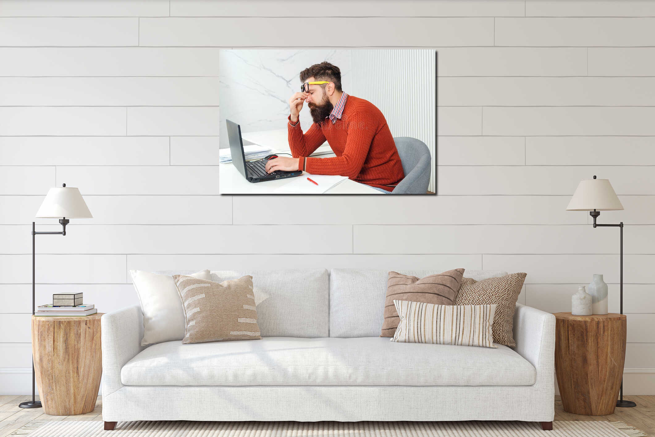 Canvas hanging interior mockup