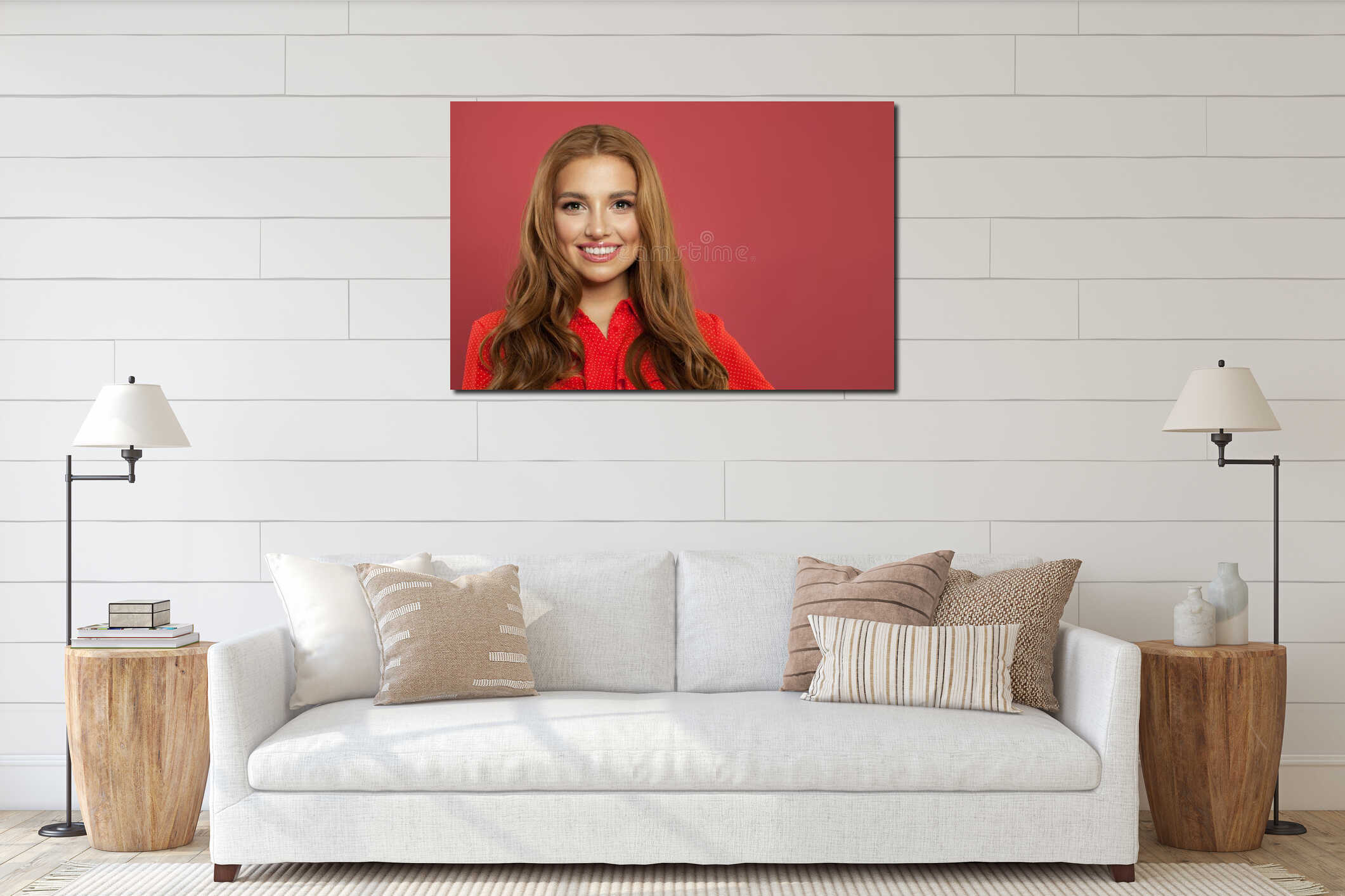 Canvas hanging interior mockup