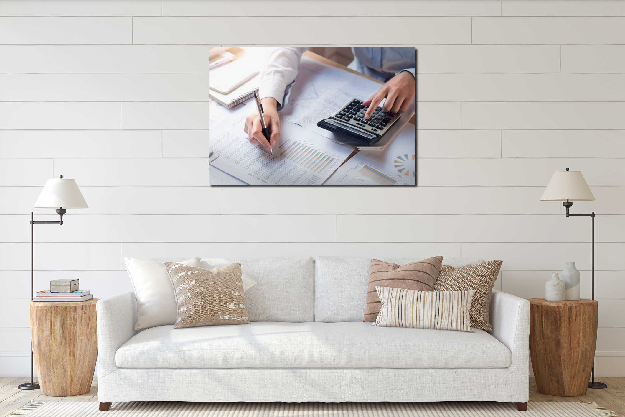 Canvas hanging interior mockup