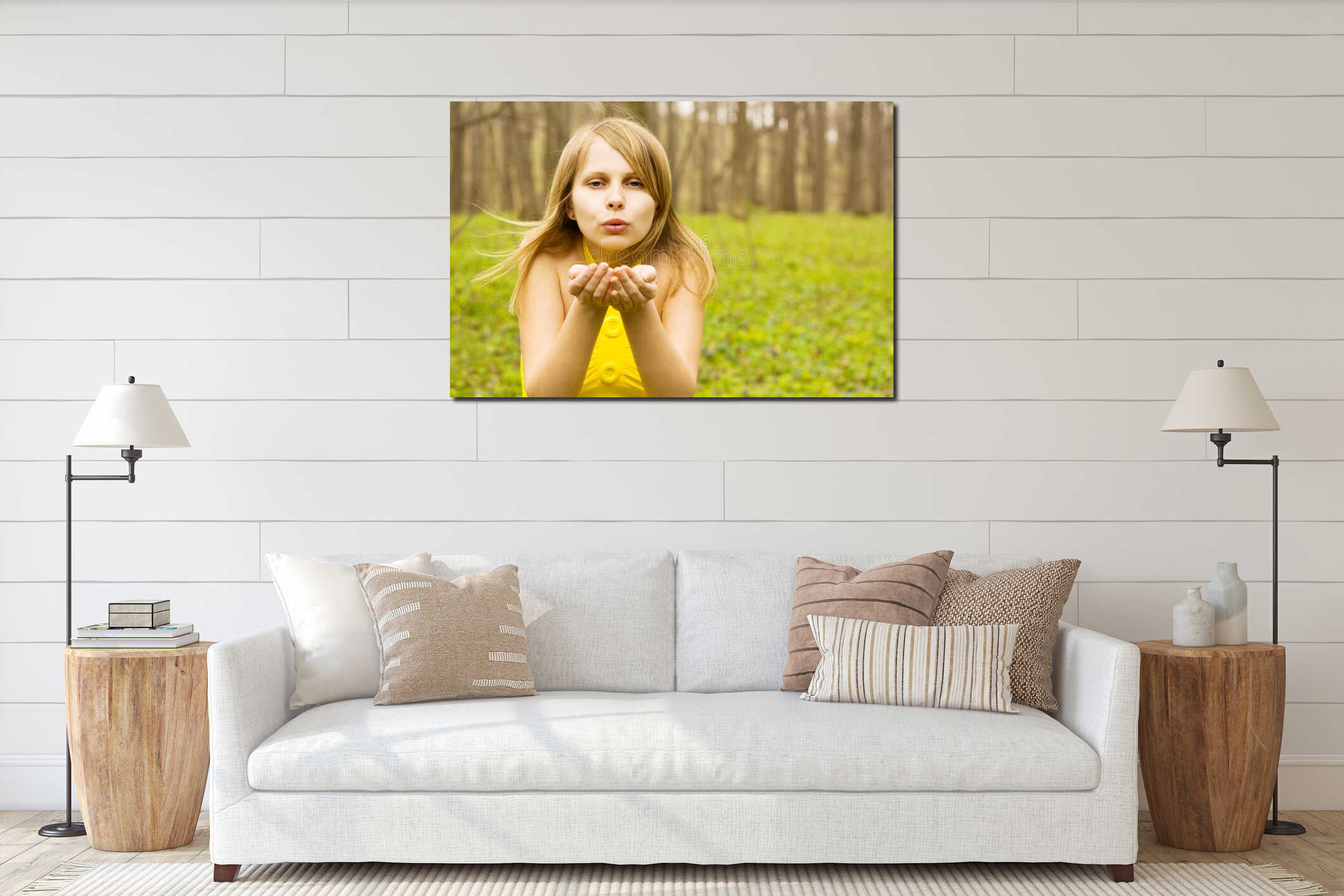 Canvas hanging interior mockup