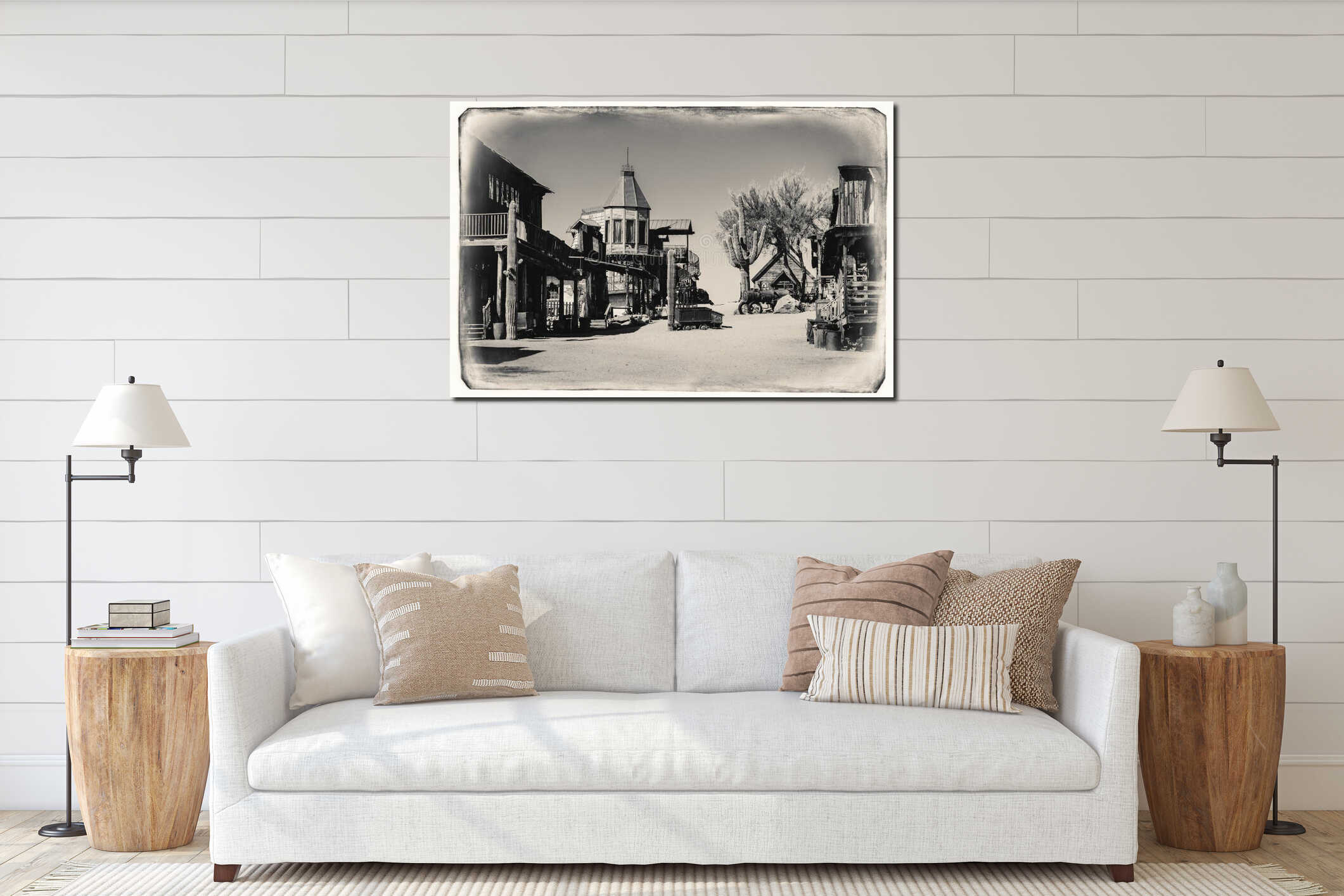 Canvas hanging interior mockup