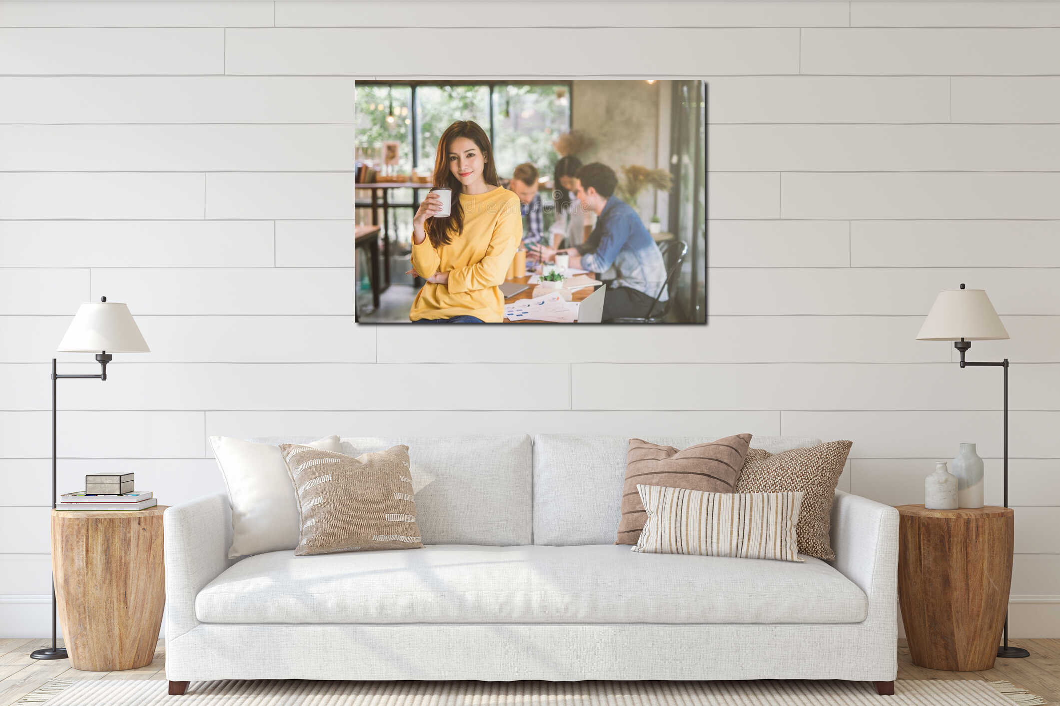 Canvas hanging interior mockup