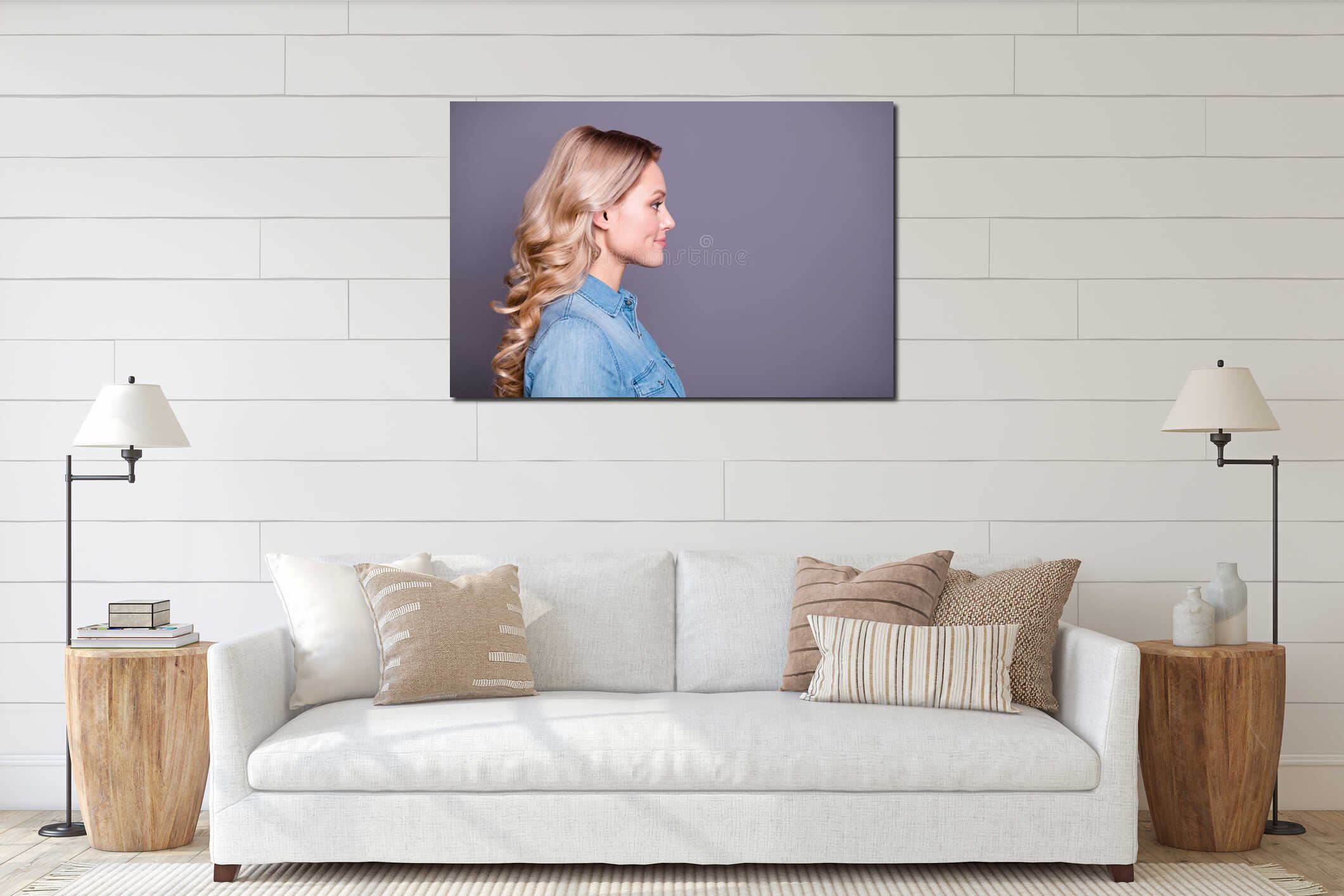 Canvas hanging interior mockup