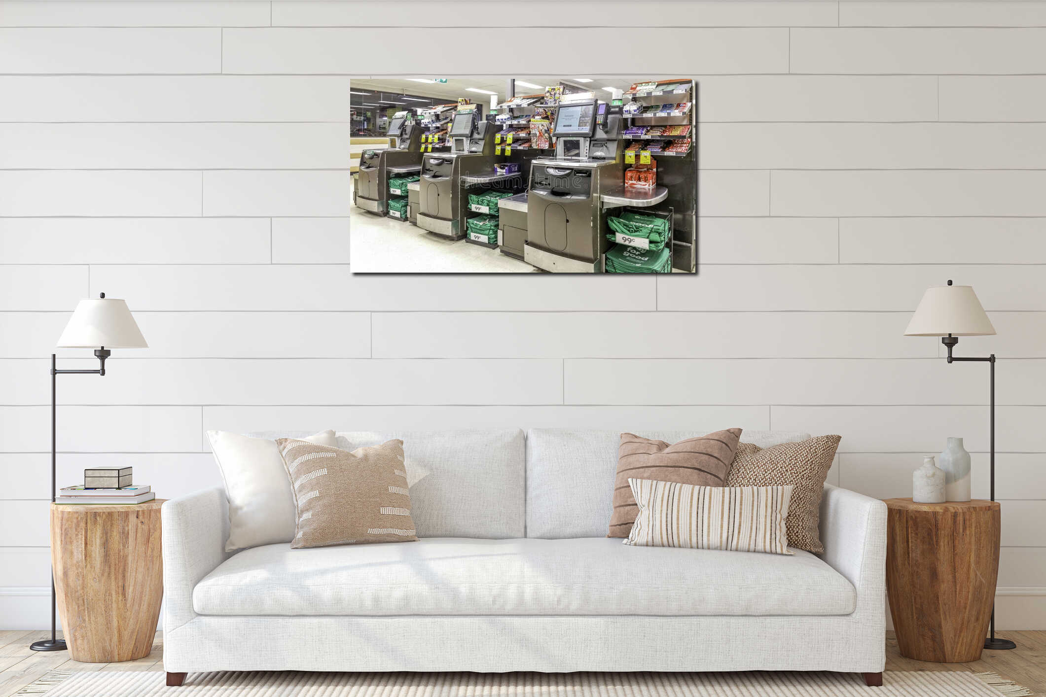 Canvas hanging interior mockup
