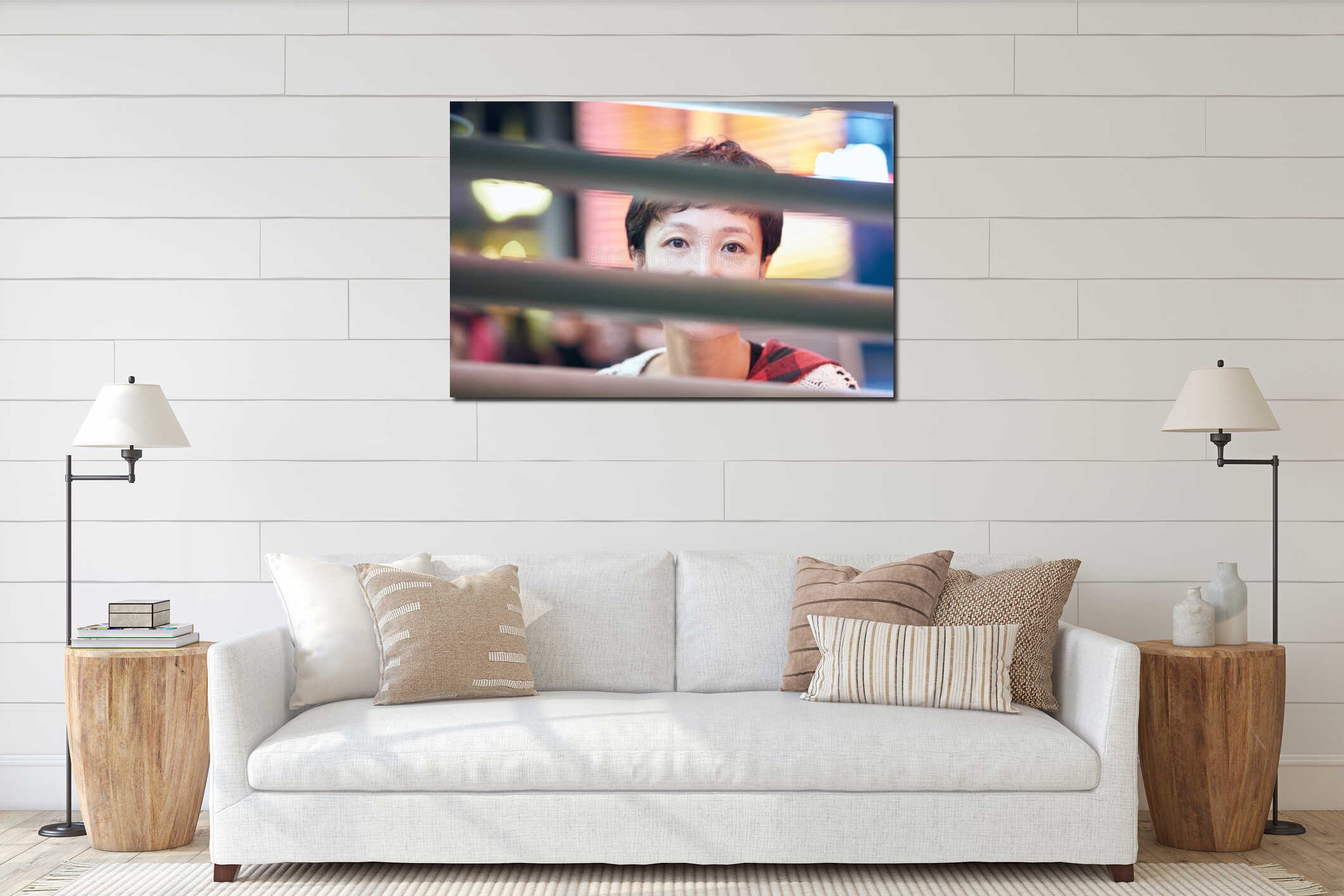 Canvas hanging interior mockup