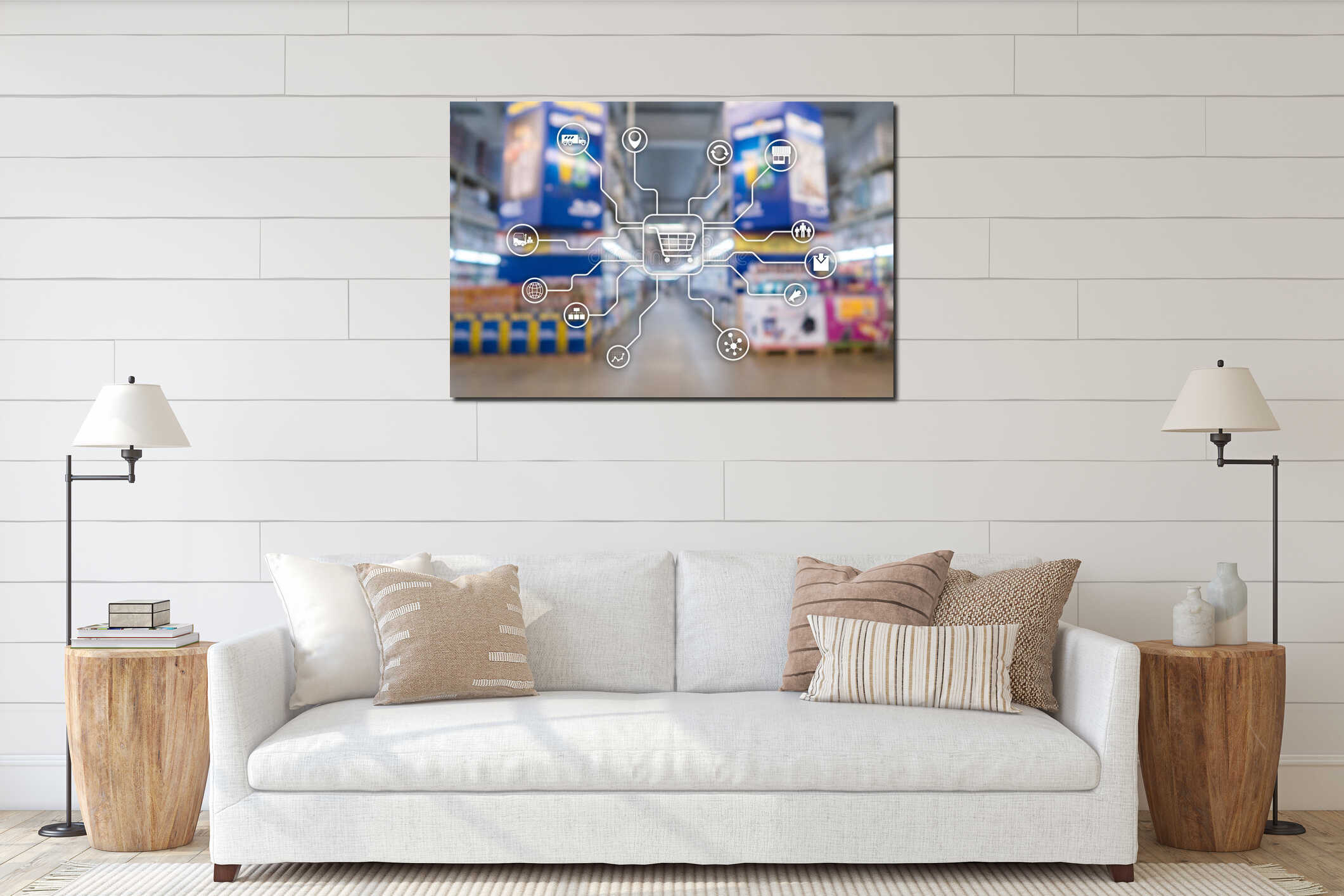 Canvas hanging interior mockup