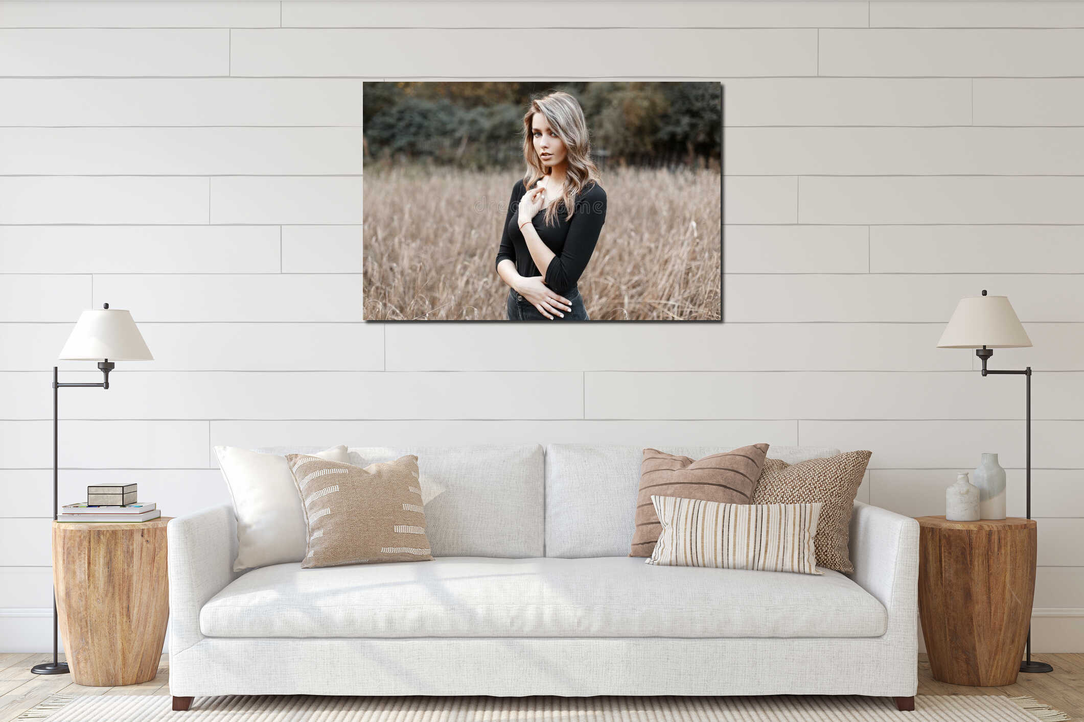 Canvas hanging interior mockup