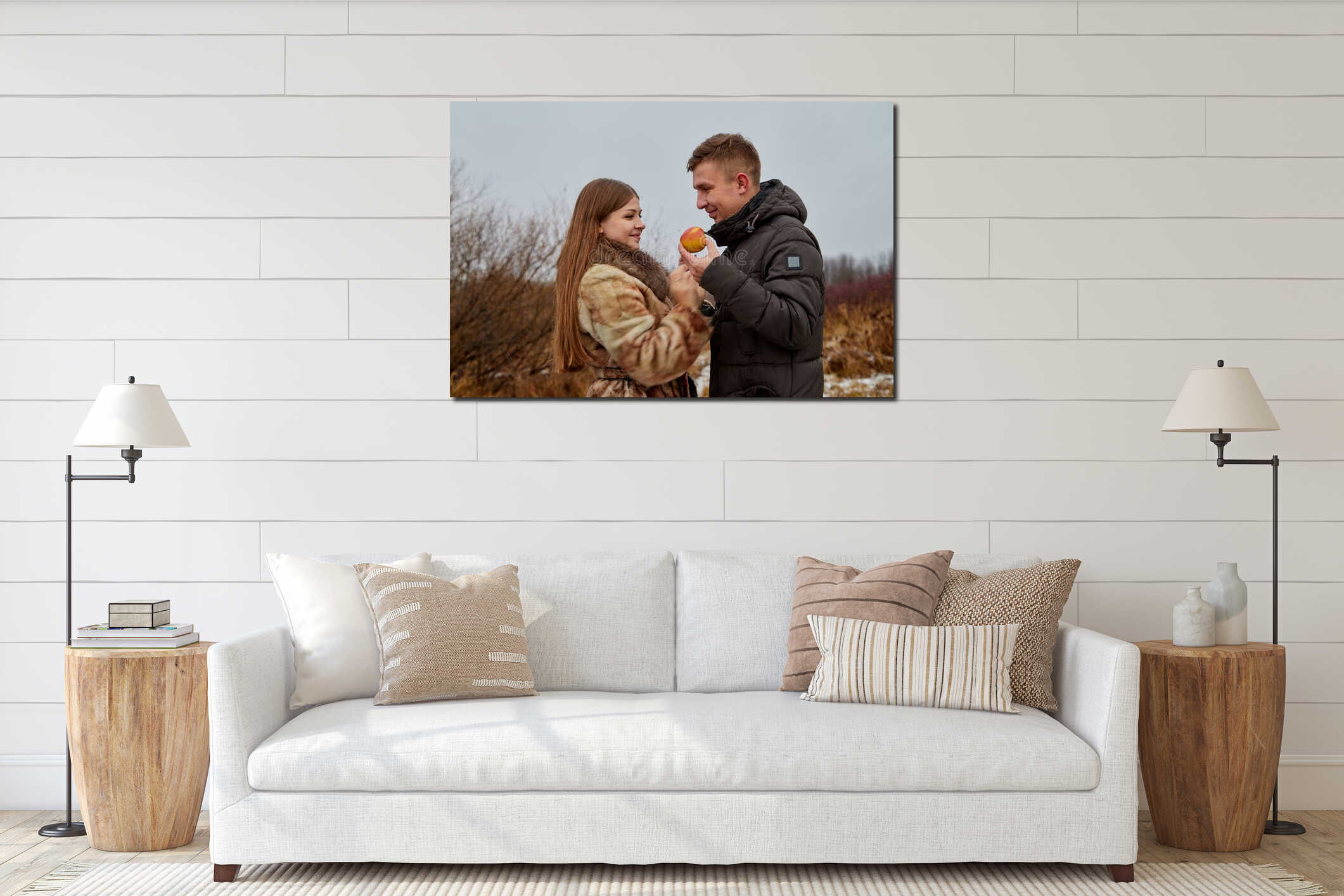 Canvas hanging interior mockup
