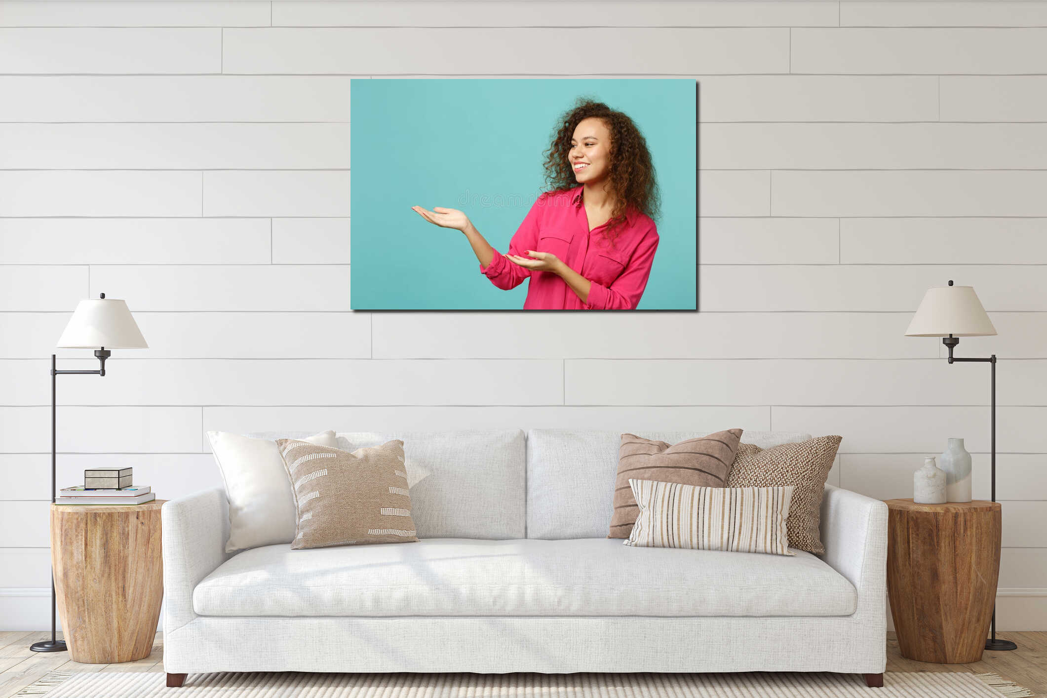 Canvas hanging interior mockup