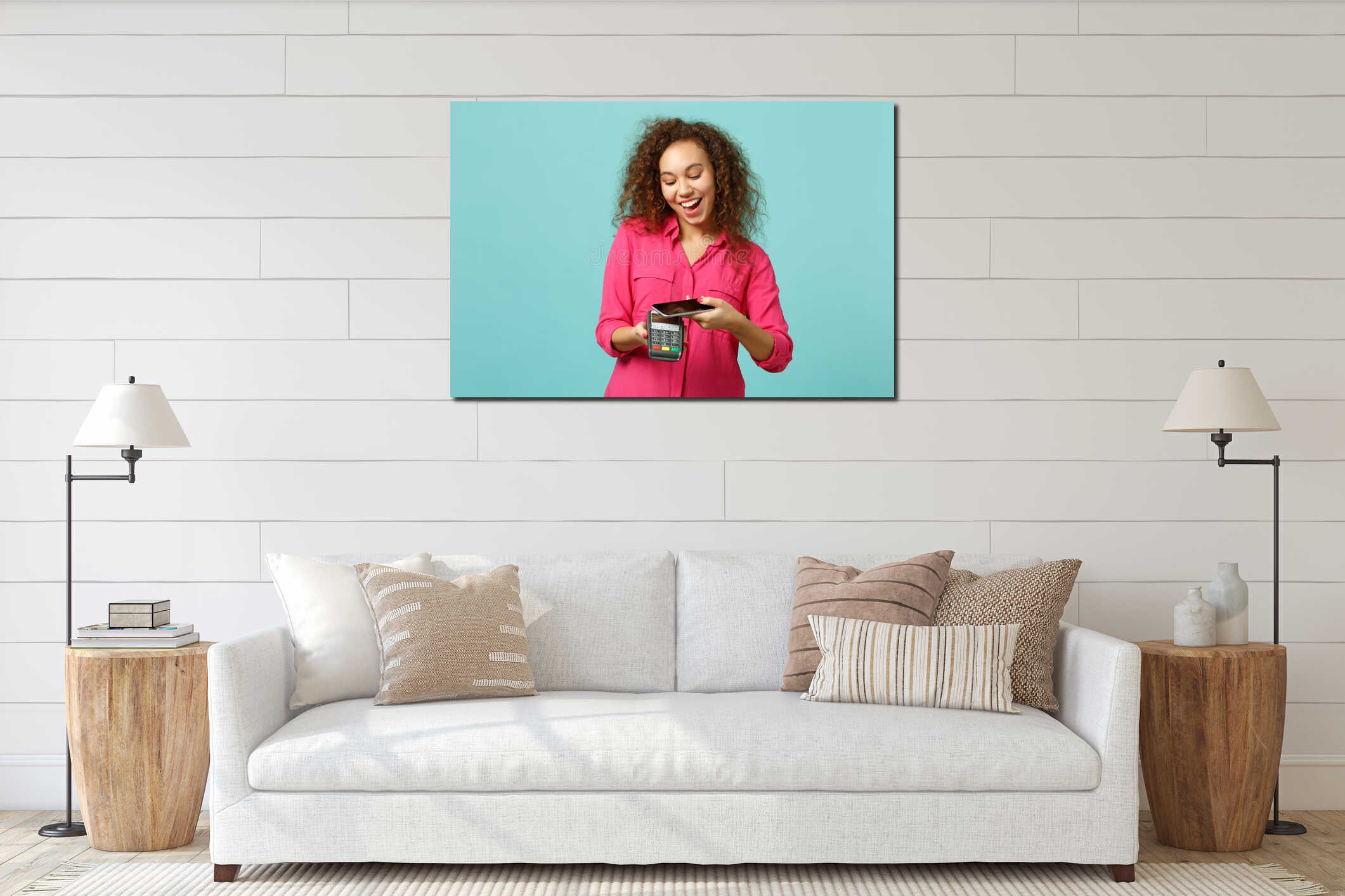 Canvas hanging interior mockup
