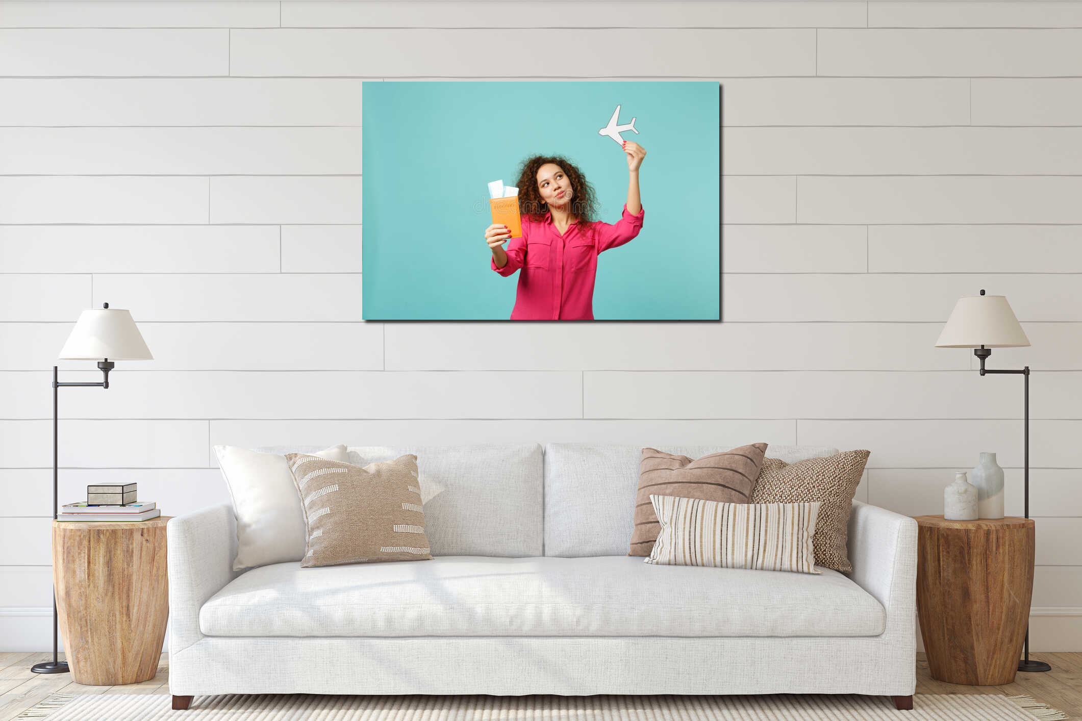 Canvas hanging interior mockup