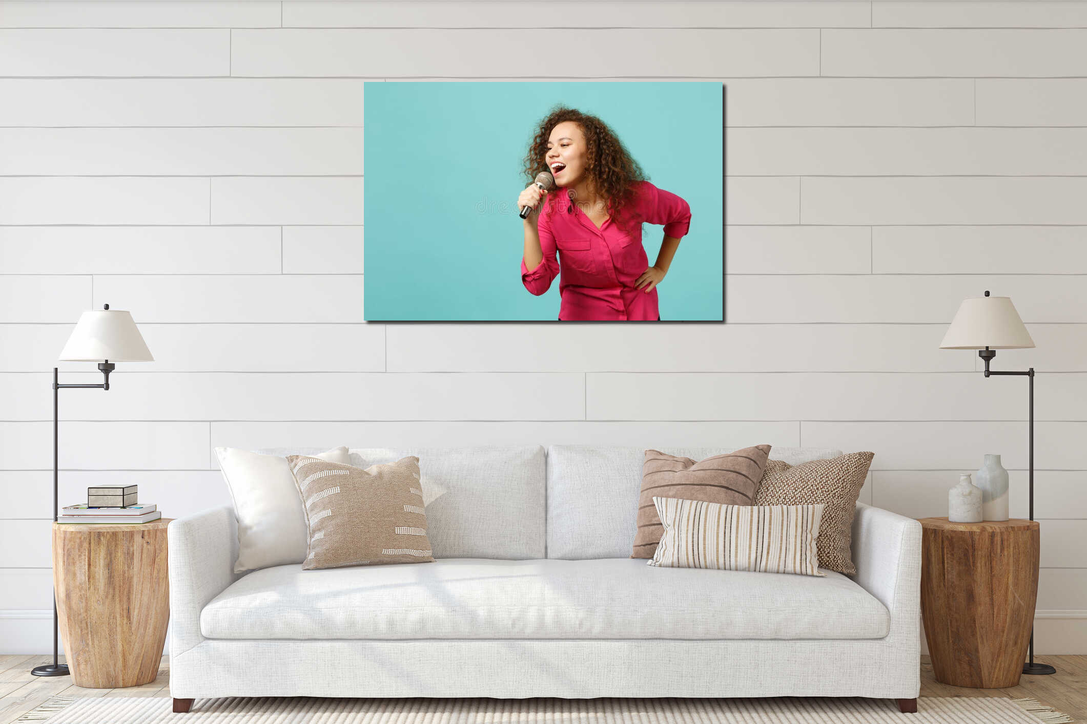 Canvas hanging interior mockup