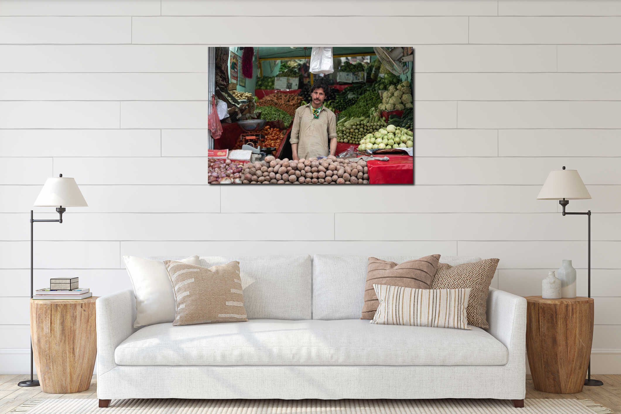 Canvas hanging interior mockup