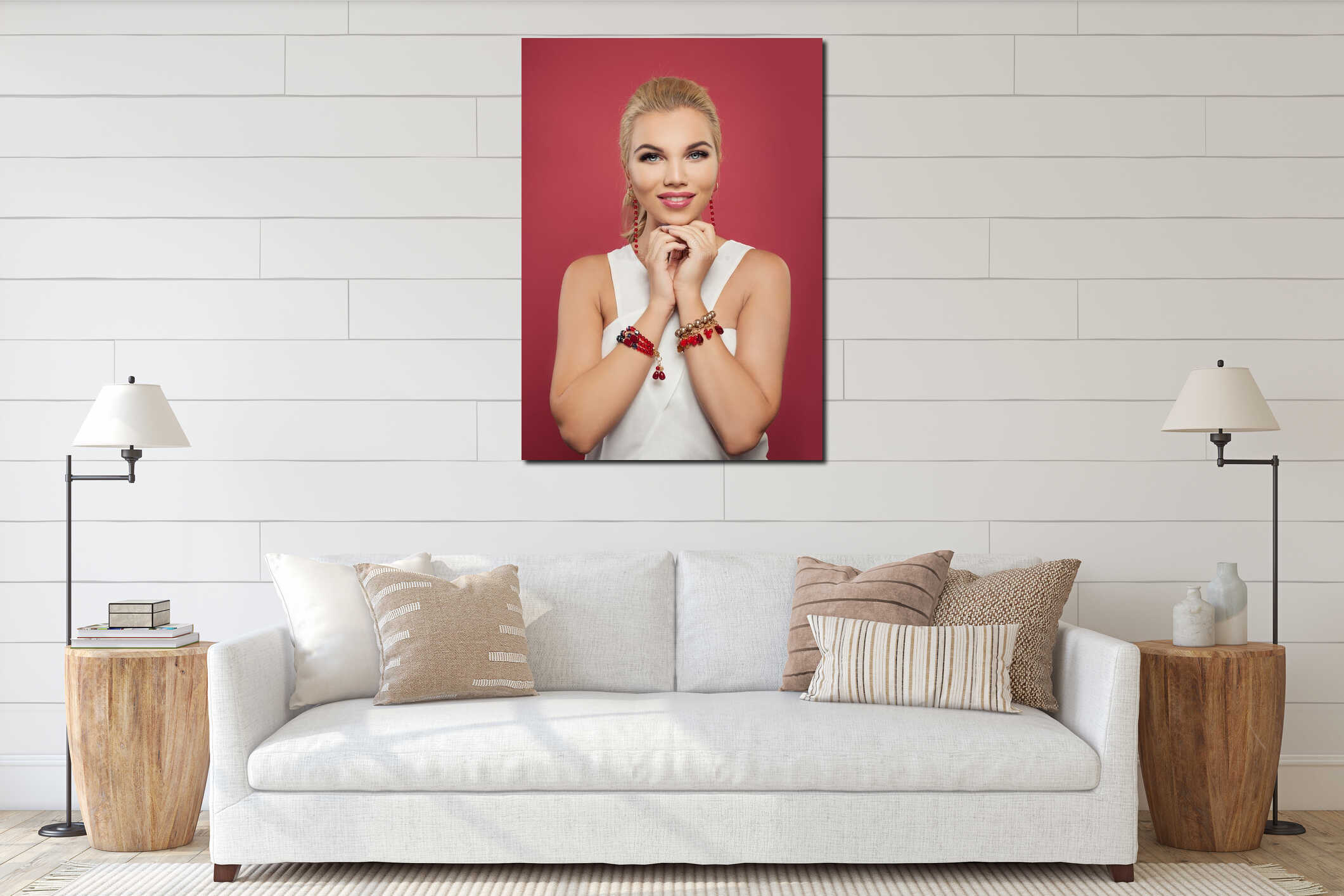 Canvas hanging interior mockup