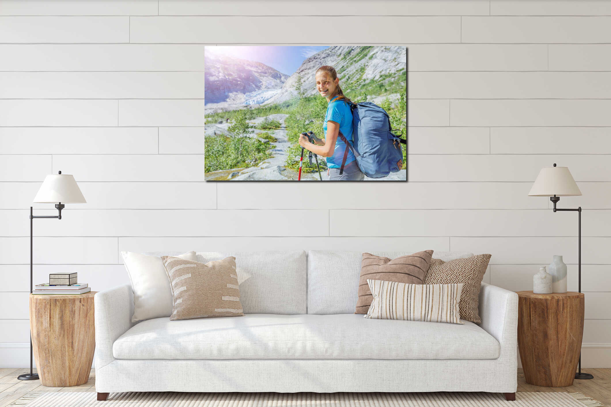 Canvas hanging interior mockup