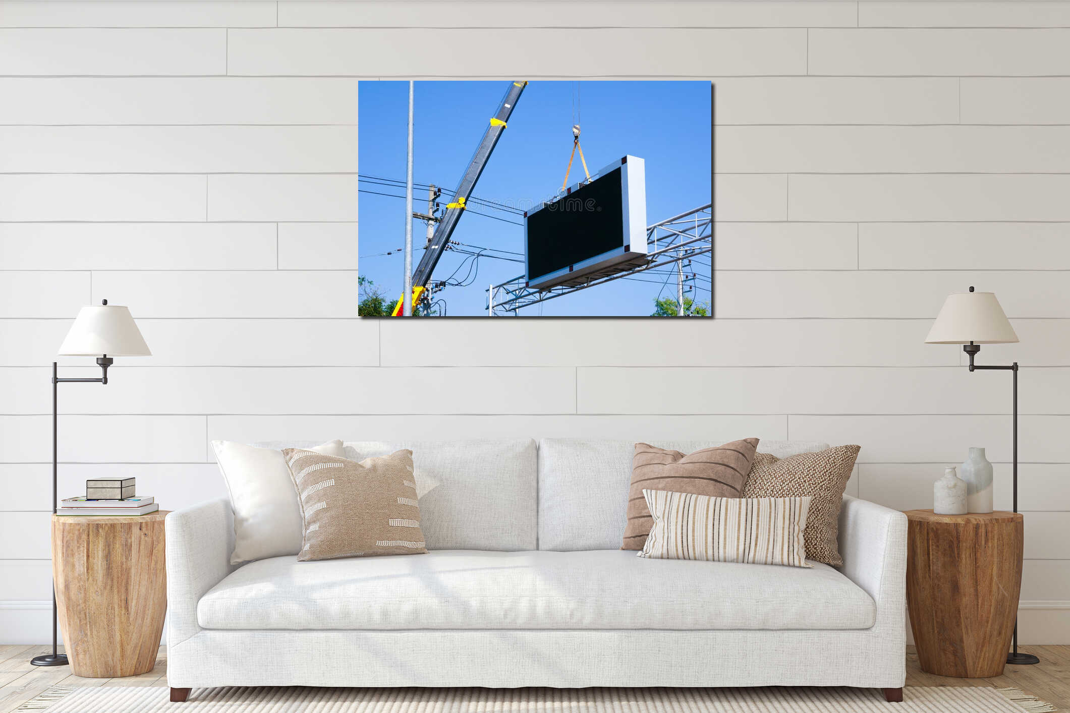 Canvas hanging interior mockup