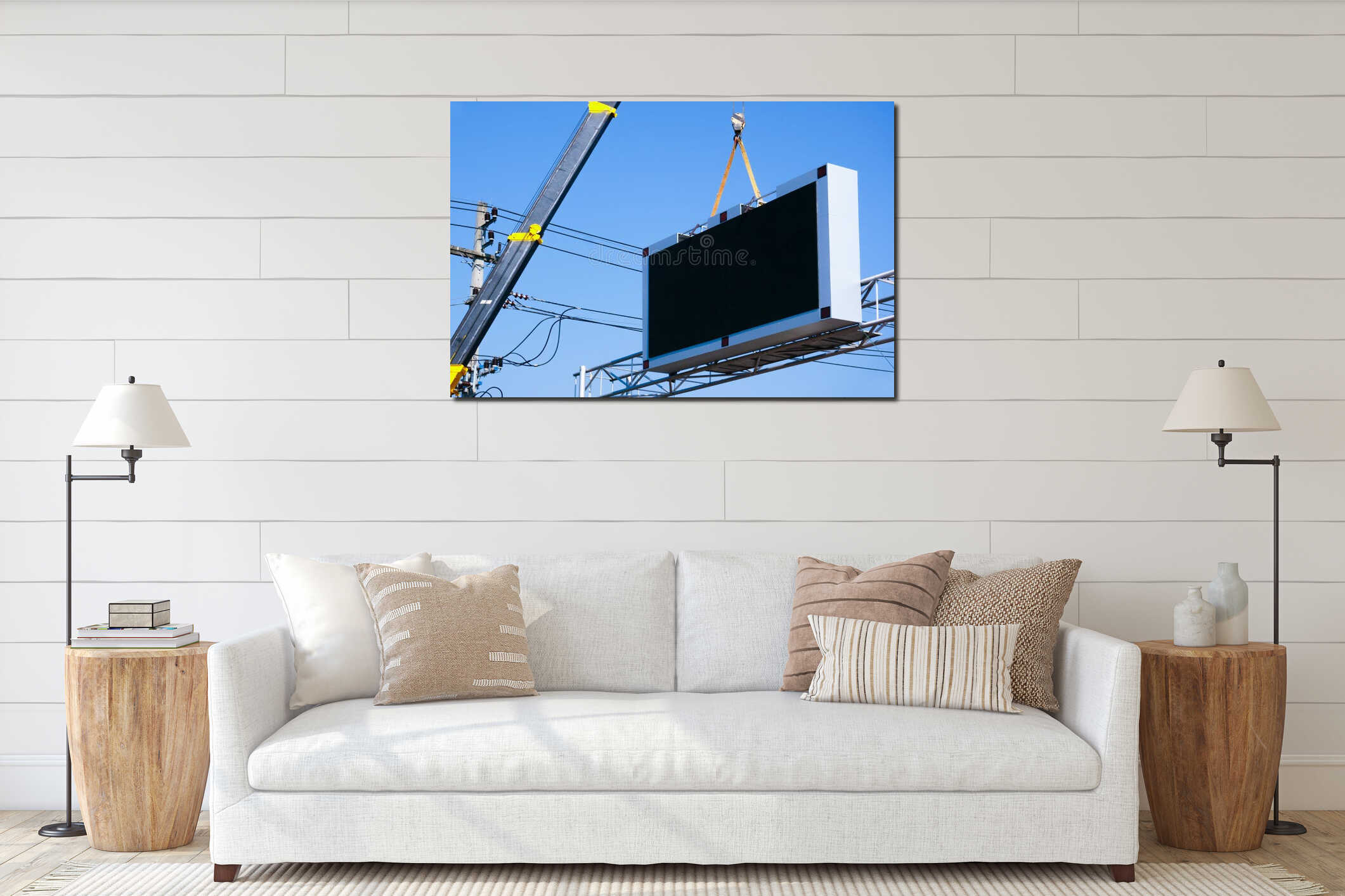 Canvas hanging interior mockup