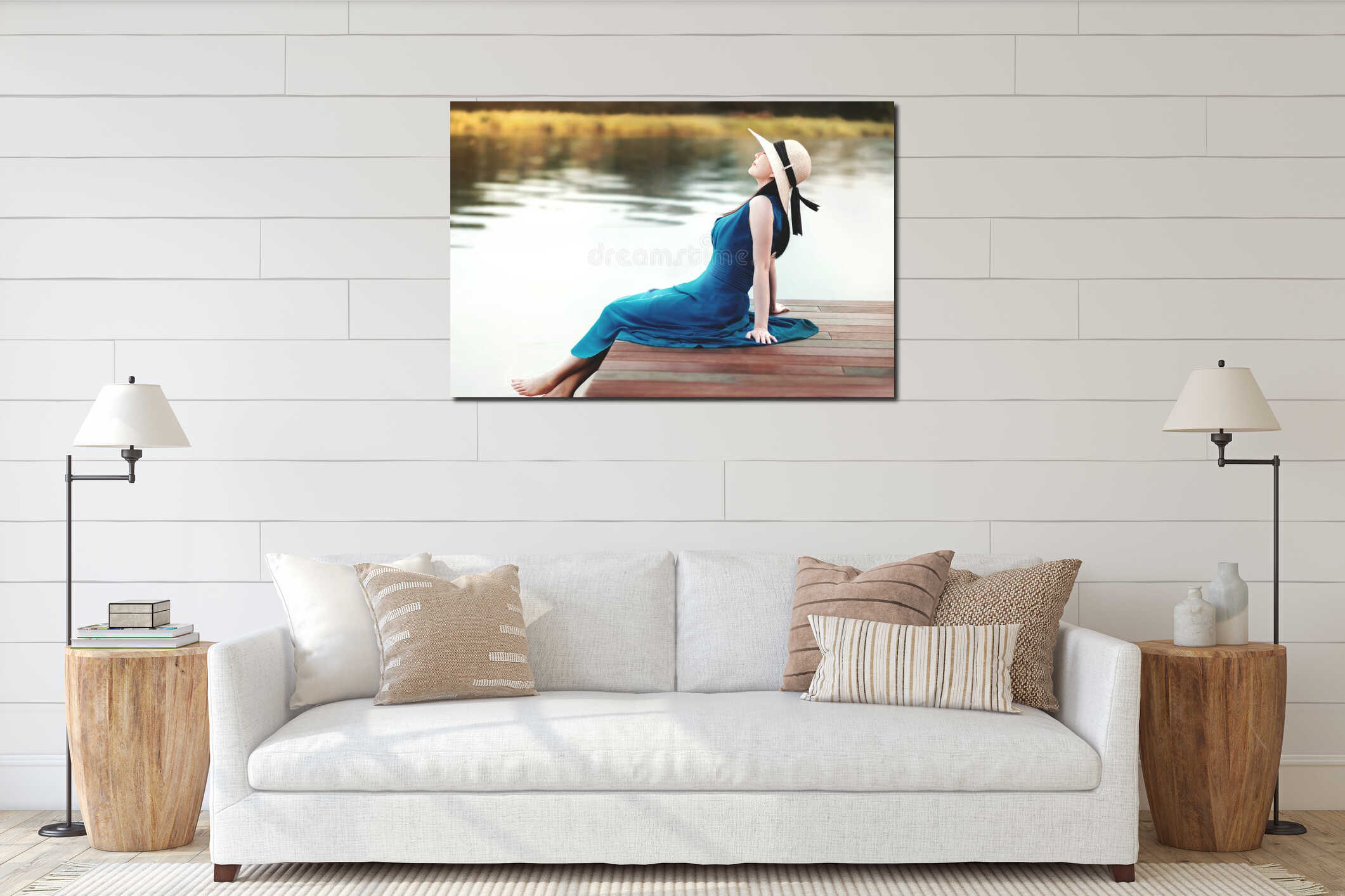 Canvas hanging interior mockup