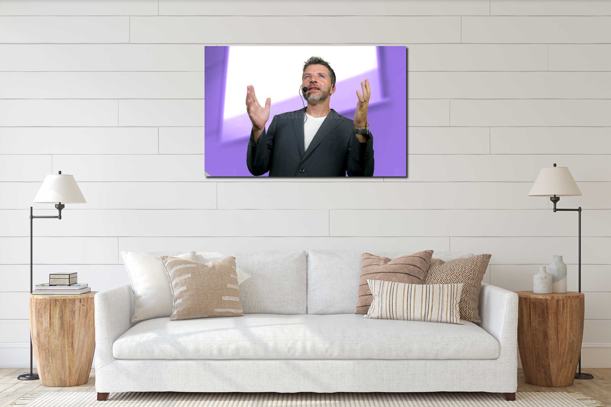 Canvas hanging interior mockup