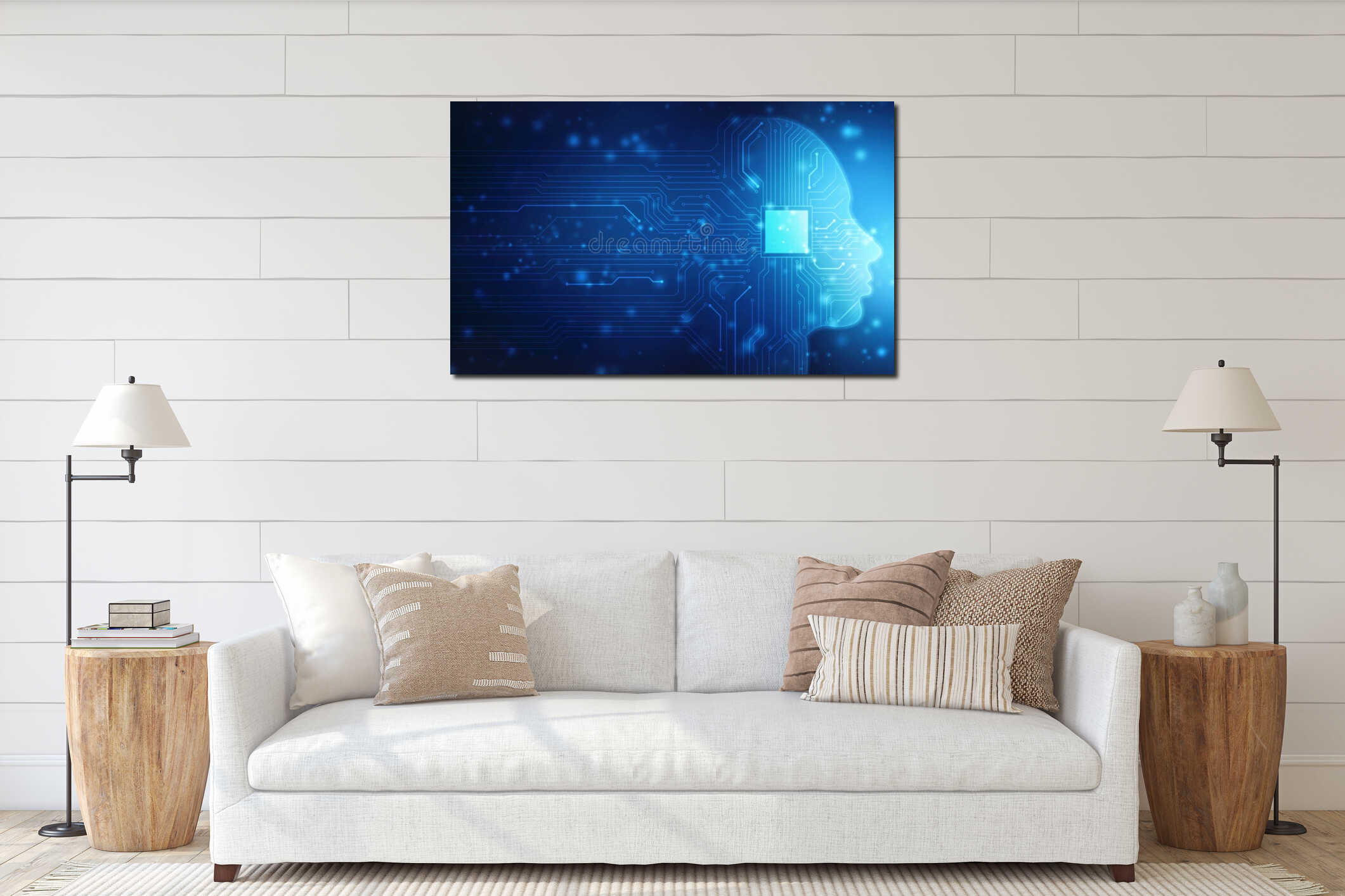 Canvas hanging interior mockup