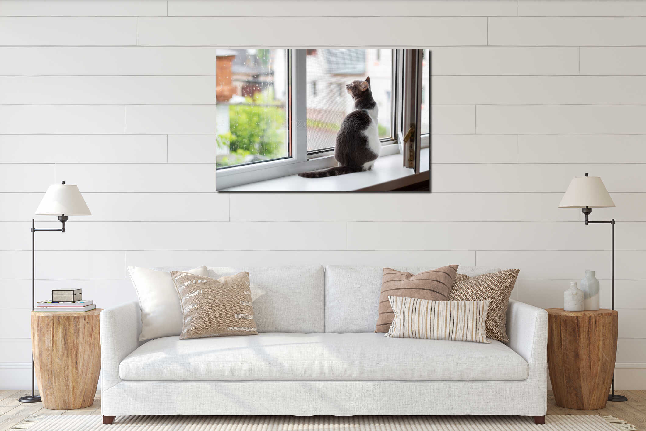 Canvas hanging interior mockup