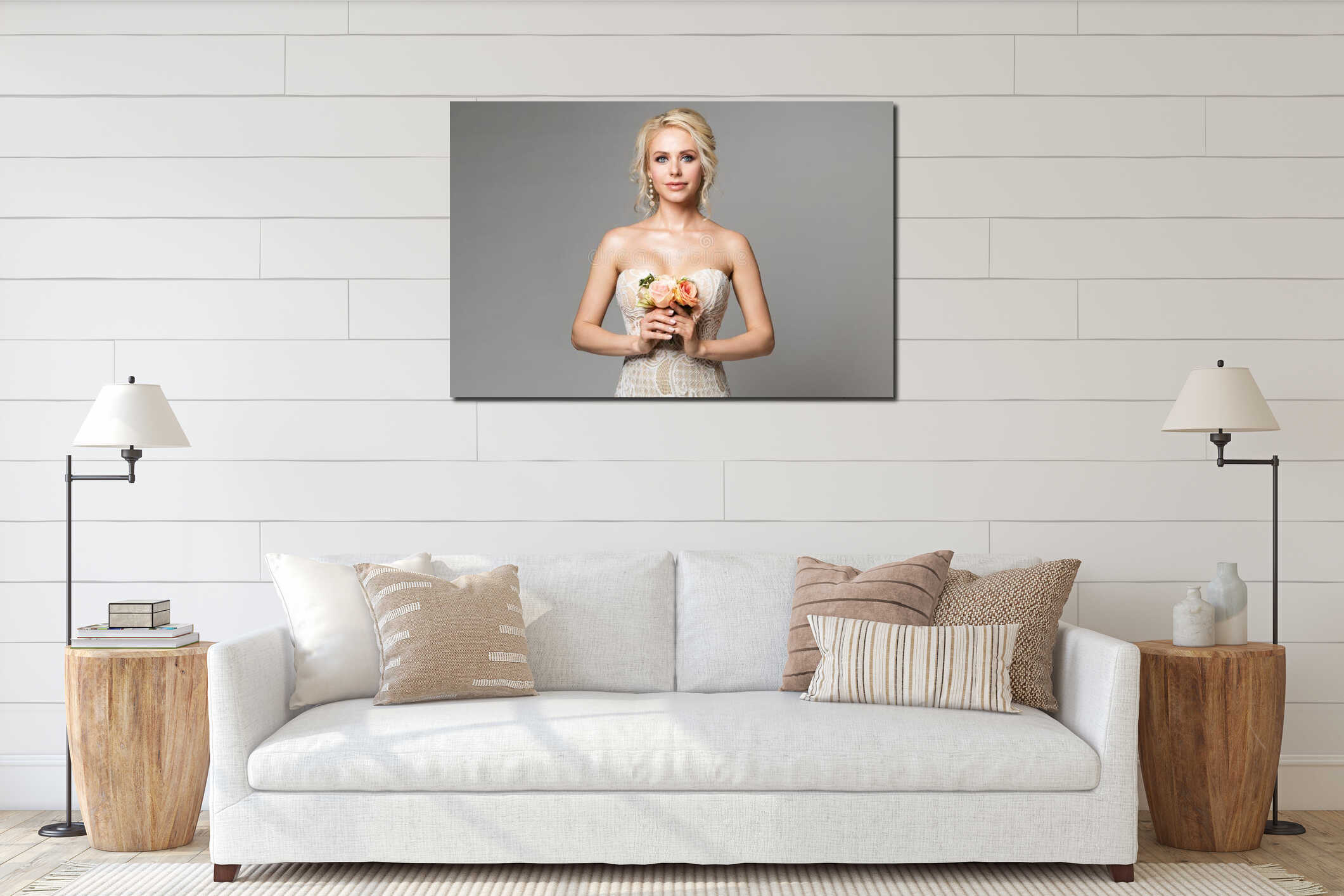 Canvas hanging interior mockup
