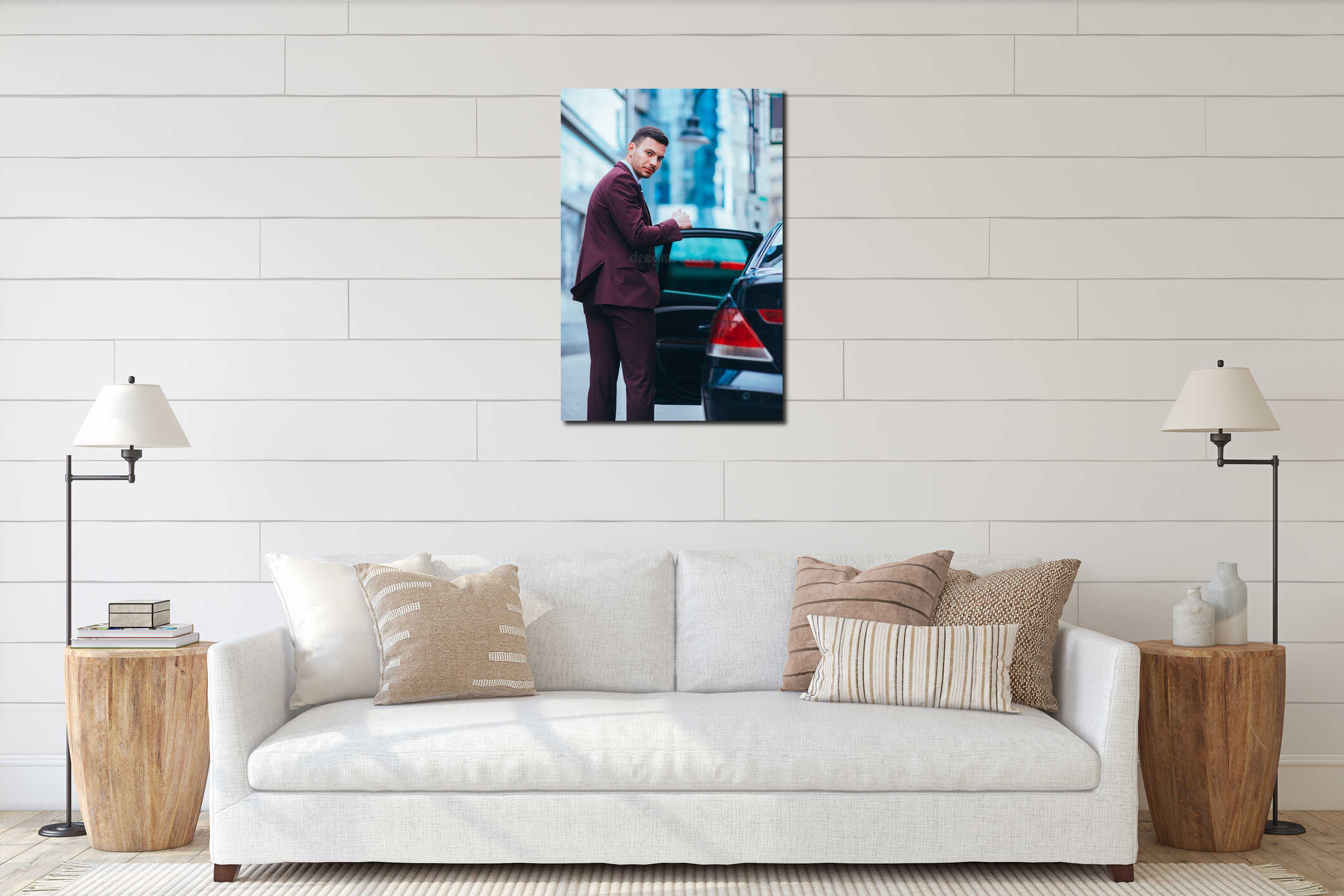 Canvas hanging interior mockup